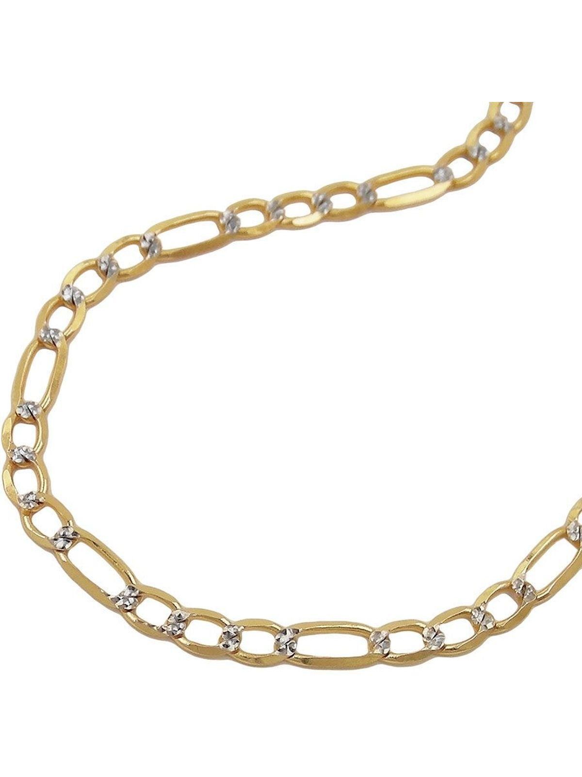 GOLD Goldkette Figaro-Panzer Gallay Kette 2,7mm 14Kt 45cm (1-tlg) bicolor