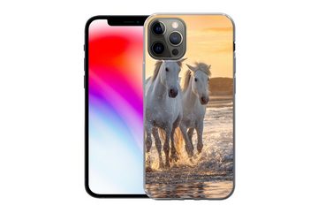 MuchoWow Handyhülle Pferde - Wasser - Strand - Tiere, Handyhülle Apple iPhone 12 Pro, Smartphone-Bumper, Print, Handy