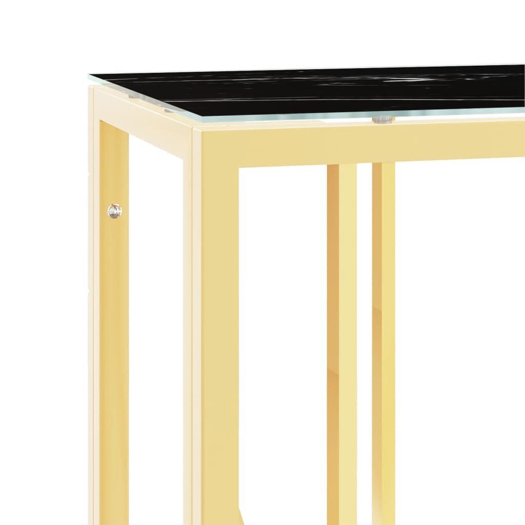 vidaXL Glas Beistelltisch Golden 110x30x70 cm Konsolentisch (1-St) Edelstahl und