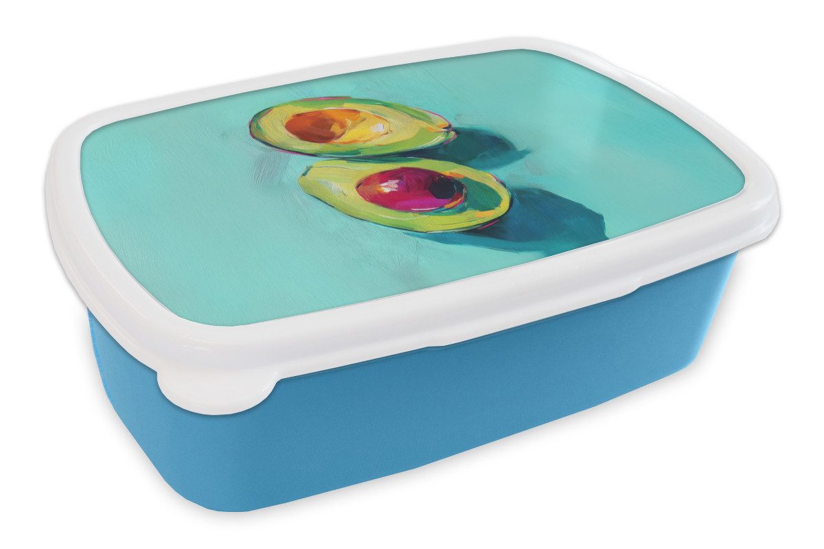 MuchoWow Lunchbox Avocado - Grün - Saatgut - Schatten, Kunststoff, (2-tlg), Brotdose, Lunchbox, Brotbox für Kinder und Erwachsene