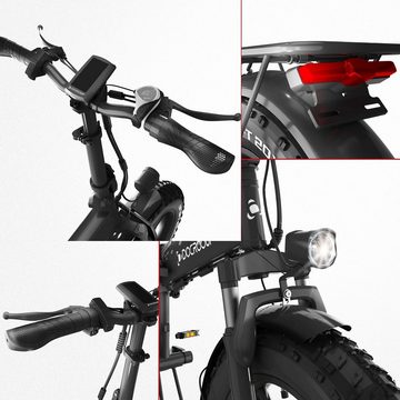Fangqi E-Bike 20Zoll E-Mountainbike, Shimano 7-Gang,Farbinstrument,Doppelmotor, shimano, Kettenschaltung, Heckmotor, (spar-set, rein elektrischer Modus, rein mechanischer Modus, Power-Assist-Modus), Gesamtlaufleistung 70 km, mechanische Bremse, verstellbarer Sitz
