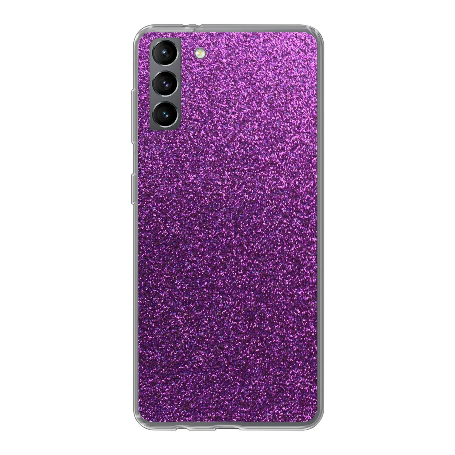 MuchoWow Handyhülle für Samsung Galaxy S21 Plus Glitzer - Rosa - Design - Abstrakt, Phone Case, Silikon, Schutzhülle Dünn