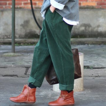 AFAZ New Trading UG Cordhose Frauen-elastische Taille Corduroy Hose mit Taschen Loungepants (1-tlg)