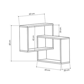 Decortie Eckregal Ring, Eck- Wandregal, Modernes Bücherregal, 60 x 20 x 68 cm