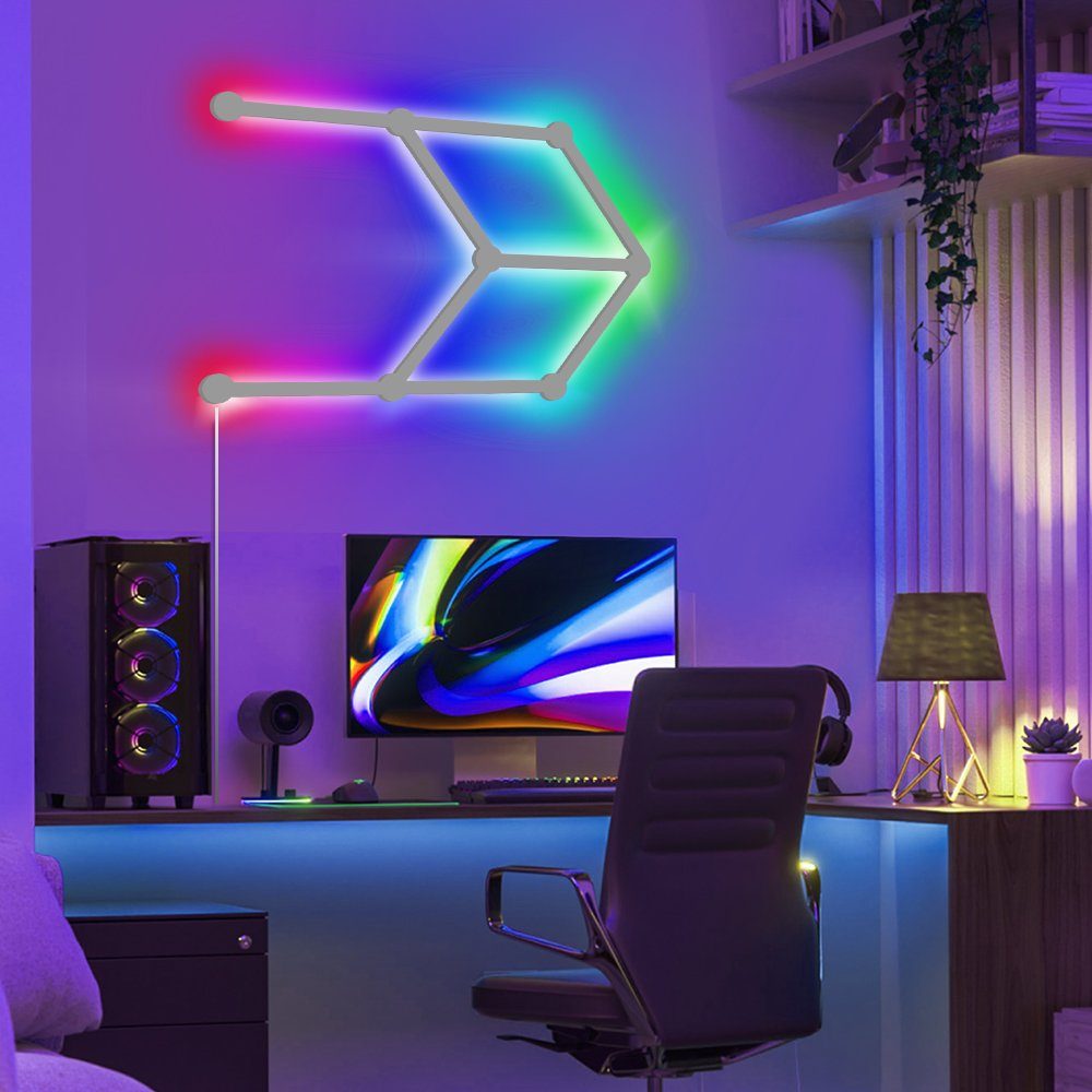 XERSEK Lichtleiste Lines Starter Kit 9 Smarten LED RGB Lichtleisten  Wandleuchte Gaming, LED fest integriert, WLAN 16 Million Farben, Musik &  Bildschirm Sync, Funktioniert mit Alexa Google Apple