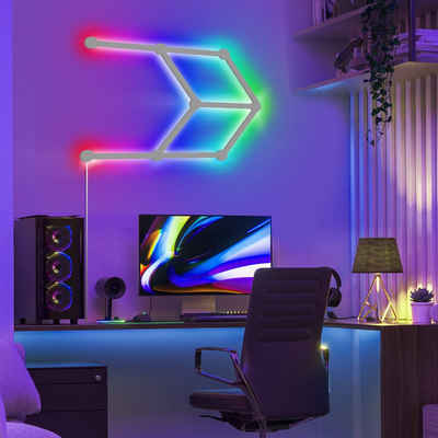 XERSEK Lichtleiste Lines Starter Kit 9 Smarten LED RGB Lichtleisten Wandleuchte Gaming, LED fest integriert, WLAN 16 Million Farben, Musik & Bildschirm Sync, Funktioniert mit Alexa Google Apple