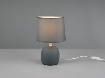 meineWunschleuchte LED Nachttischlampe, LED wechselbar, Warmweiß, kleine skandinavische Landhausstil mit Stoff Lampenschirm Grün H: 26cm