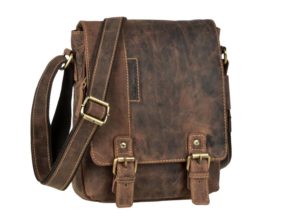 Greenburry Umhängetasche Vintage, used Look, Schultertasche 21x25cm, Messengerbag, antikbraun