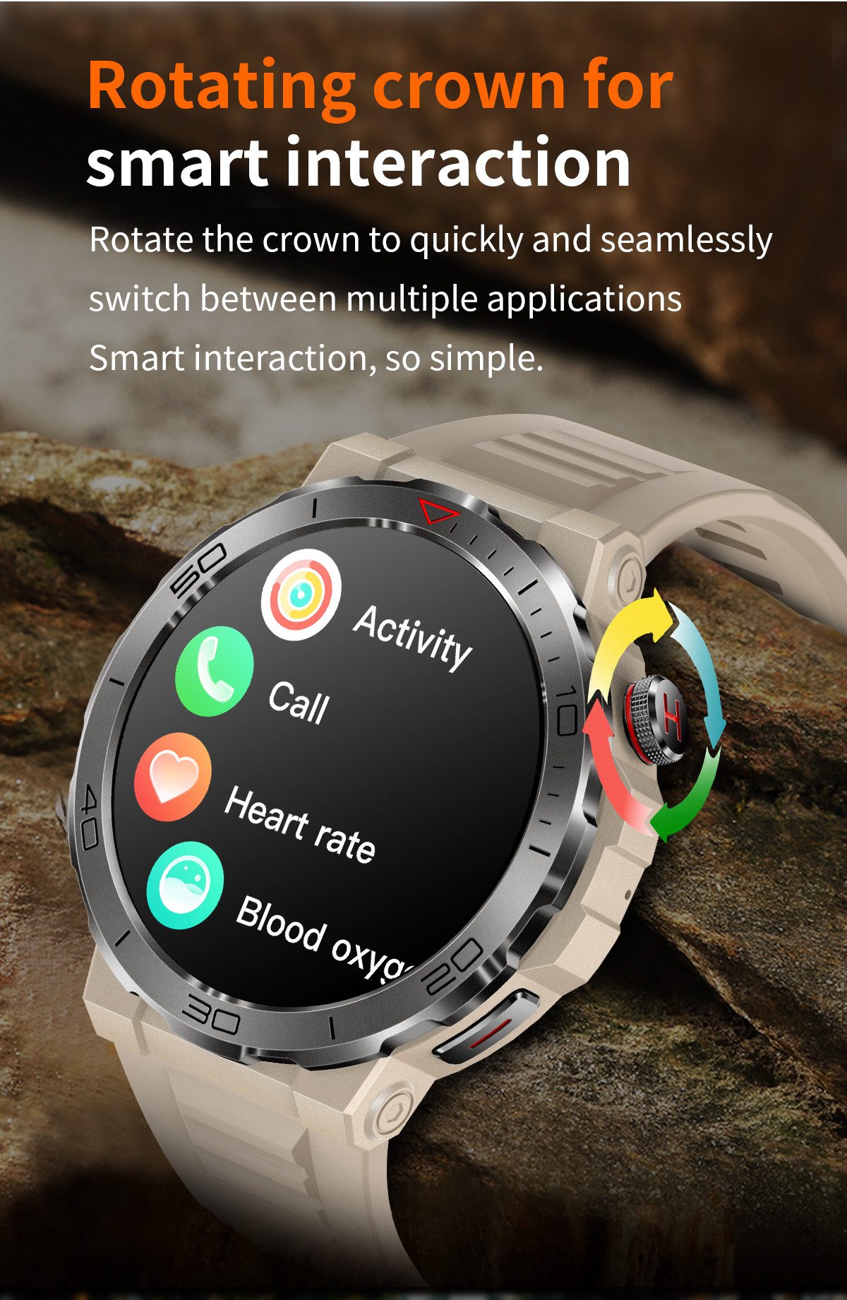 Zevelora Herren's und Damen's Telefonfunktion Fitness-Tracker 400mAh Smartwatch (1,43 Zoll, Android/iOS), Stilvolle Fitnessuhr mit Herzfrequenz-, Schlaf- & Stressmessung