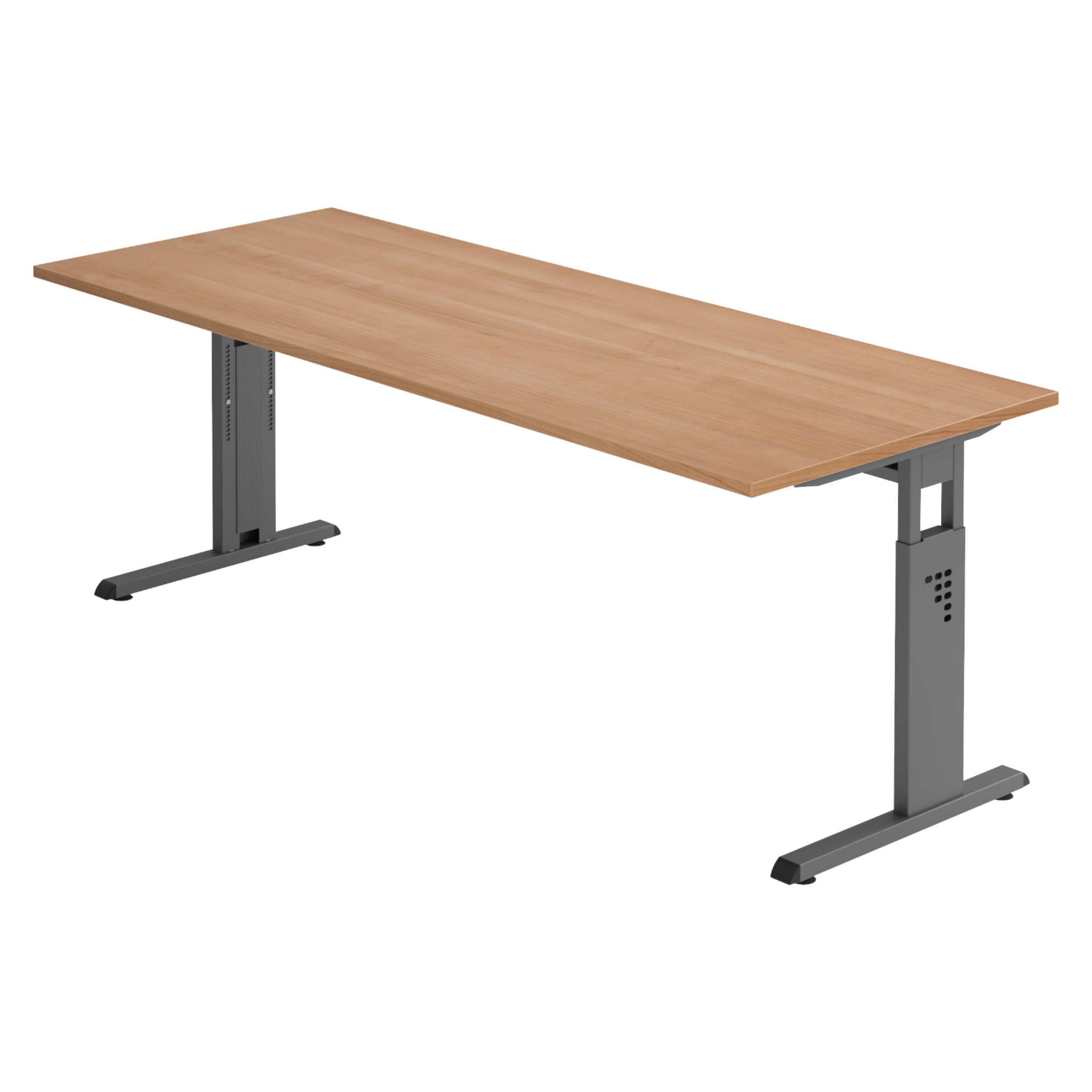 bümö Schreibtisch bümö Schreibtisch Serie-O, Rechteck: 200 x 80 cm - Dekor: Nussbaum - Gestell: Graphit