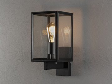 meineWunschleuchte LED Außen-Wandleuchte, LED wechselbar, warmweiß, Wand-laterne Landhausstil, Fassadenbeleuchtung Haus-wand, Schwarz 33cm