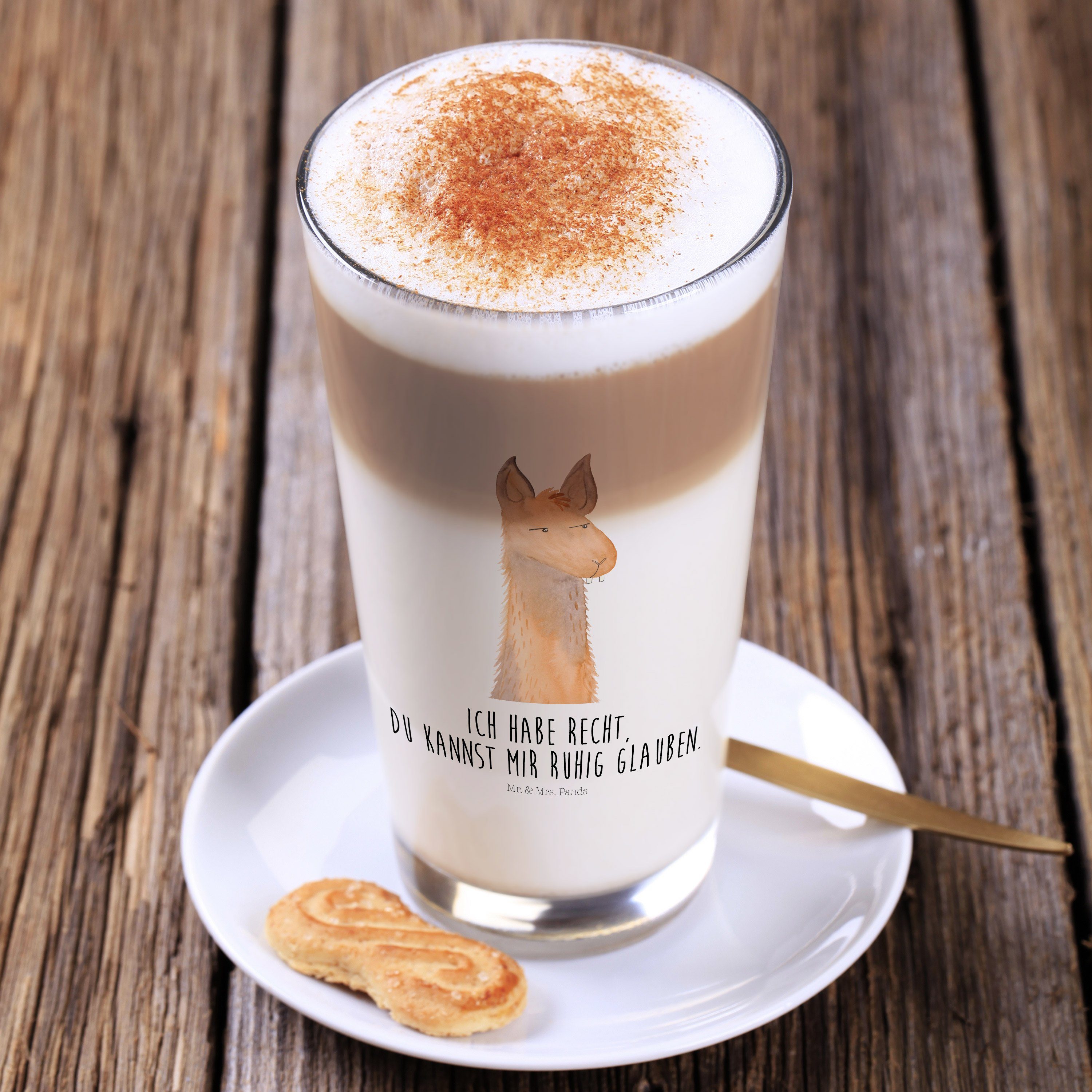 - Latte Transparent Lamakopf Geschenk, Mrs. Glas - Mr. Mac, Glas Glas, genervt Panda Cappuccino Premium &