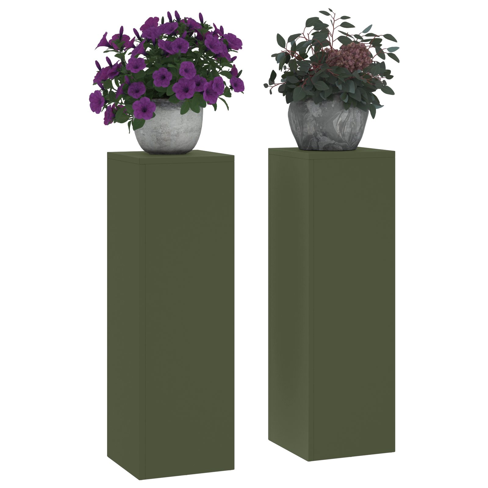 vidaXL Blumenständer Outdoor-Pflanzensäulen 2 Stk. Olivgrün günstig online kaufen