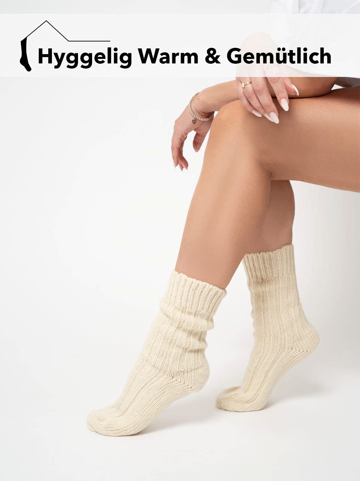 HomeOfSocks Socken 100% Wolle Schurwoll Socken Natur Warm 2er Pack Dicke und warme Wollsocken mit 100% Wollanteil