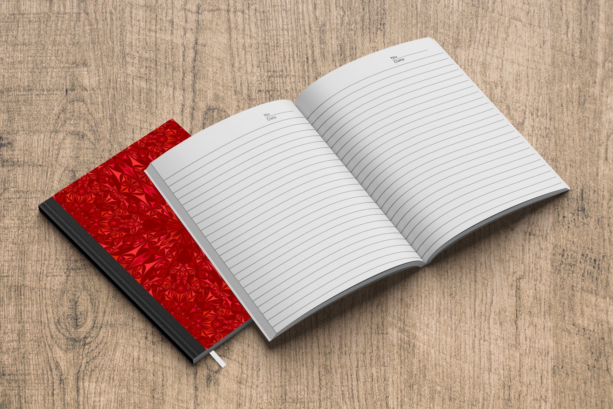 MuchoWow Notizbuch Kristall Muster, Rot Seiten, - - Merkzettel, Notizheft, Haushaltsbuch Journal, Tagebuch, A5, - 98 Kaleidoskop Design 