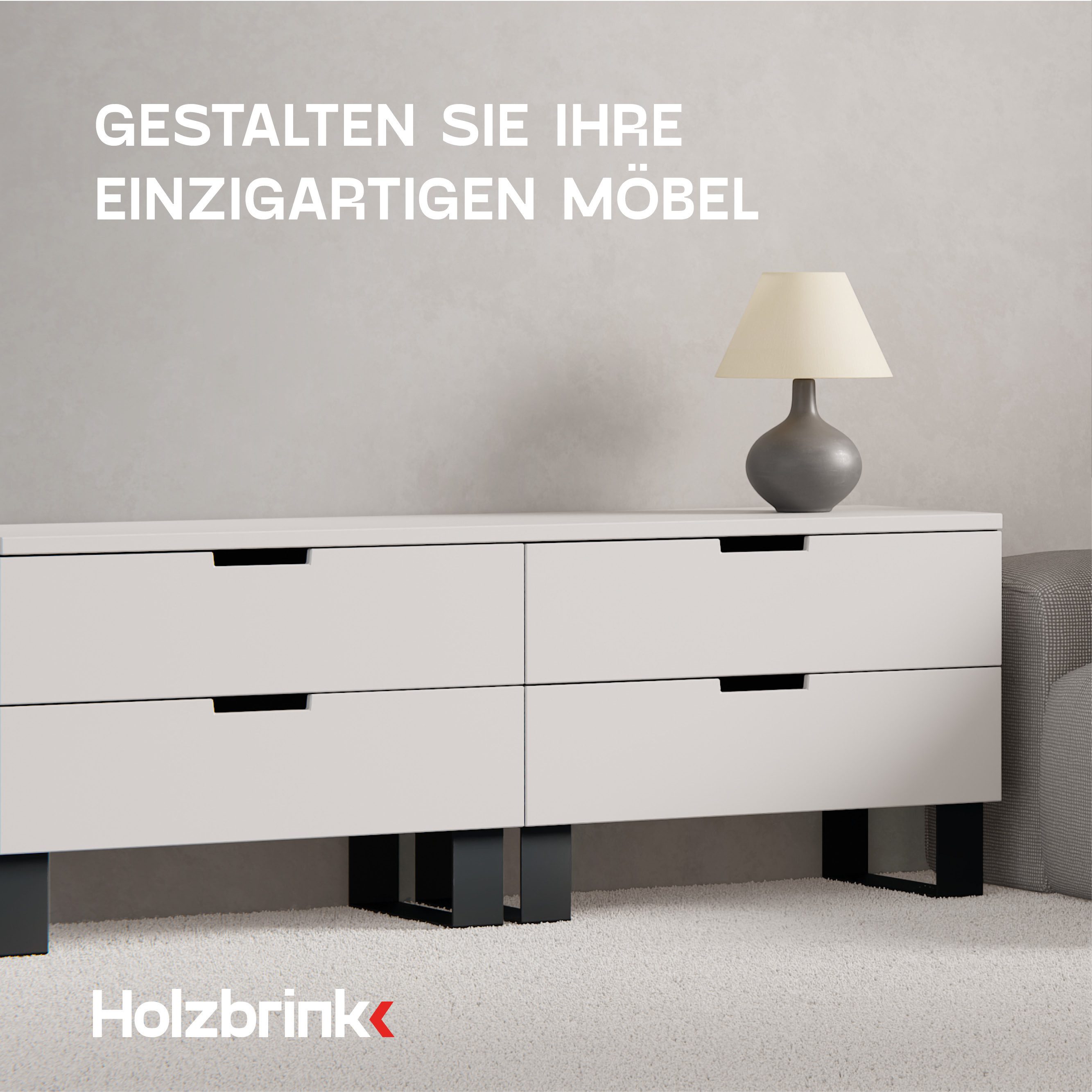 HOLZBRINK Sitzbank Tischgestell Möbelfüße Tischuntergestell inkl. Bodenschoner HLT-05 (Tischkufen), Tischkufen Industriestahl pulverbeschichtet