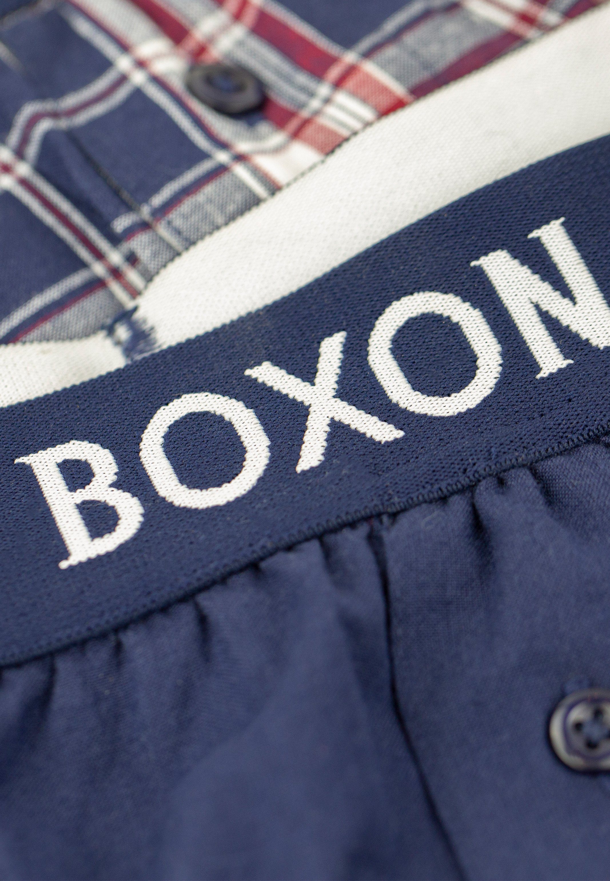 BOXON Boxershorts Softer Web - Blau Baumwolle - Mit - Eingriff 3er Gummibund Boxershorts (Spar-Set, Pack 3-St)