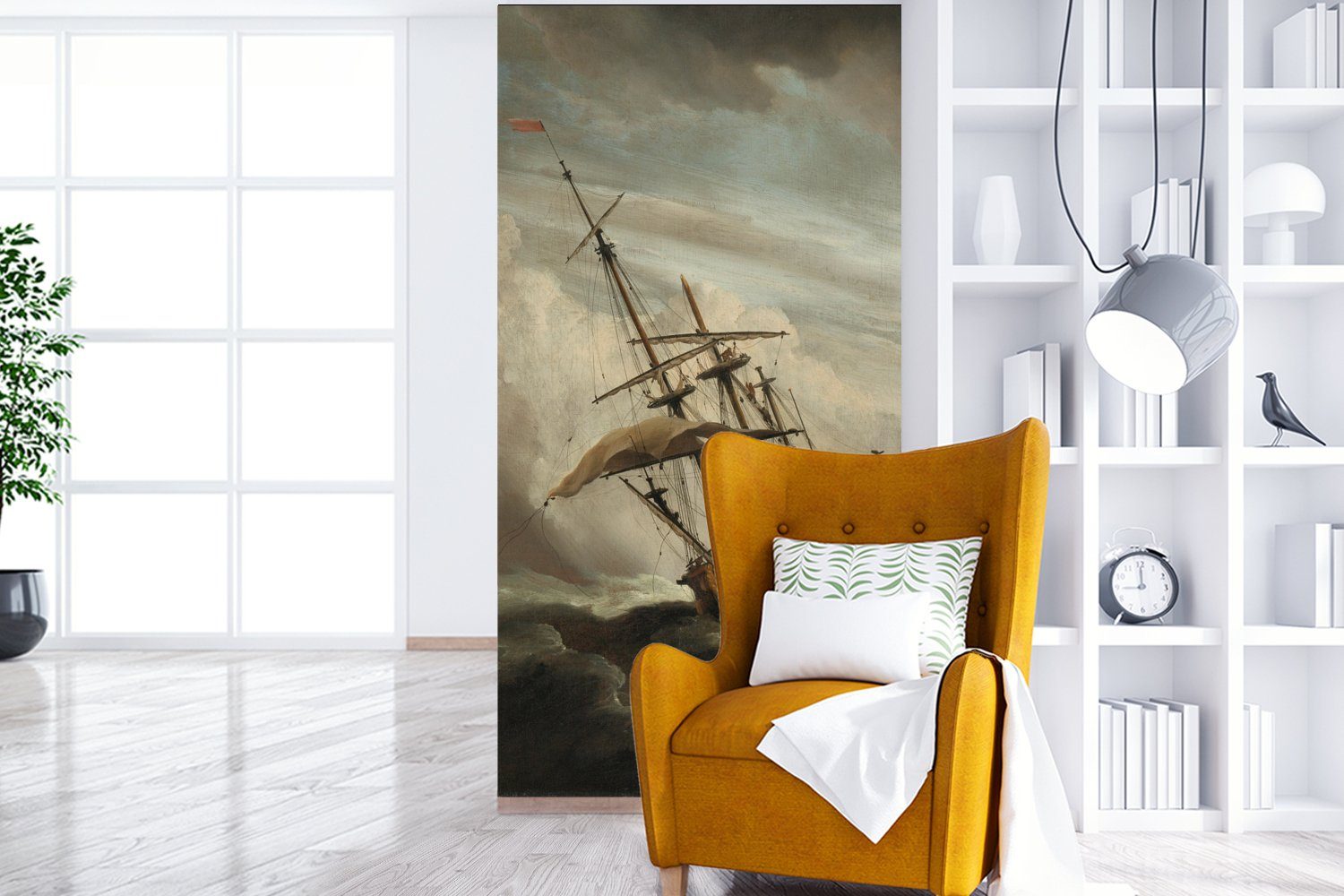 eines St), Gemälde Schlafzimmer Fototapete Vliestapete Fototapete offener Sturms während für See Willem, MuchoWow - Ein Wohnzimmer Küche, Schiff bedruckt, auf (2 Matt, von