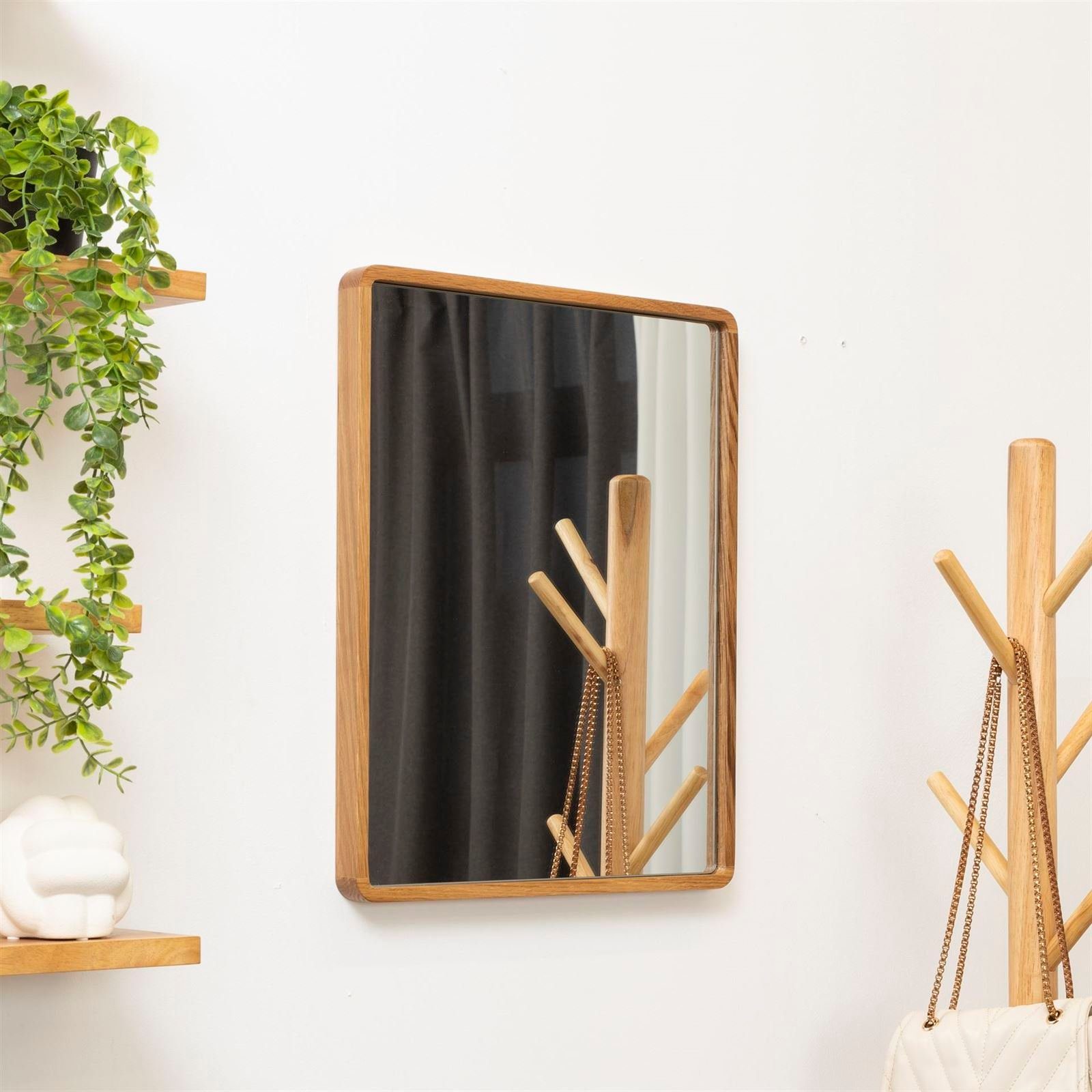Terra Home Wandspiegel Holzspiegel Eiche Spiegel Landa 40x50 cm, rechteckig (braun), Badezimmerspiegel Flurspiegel
