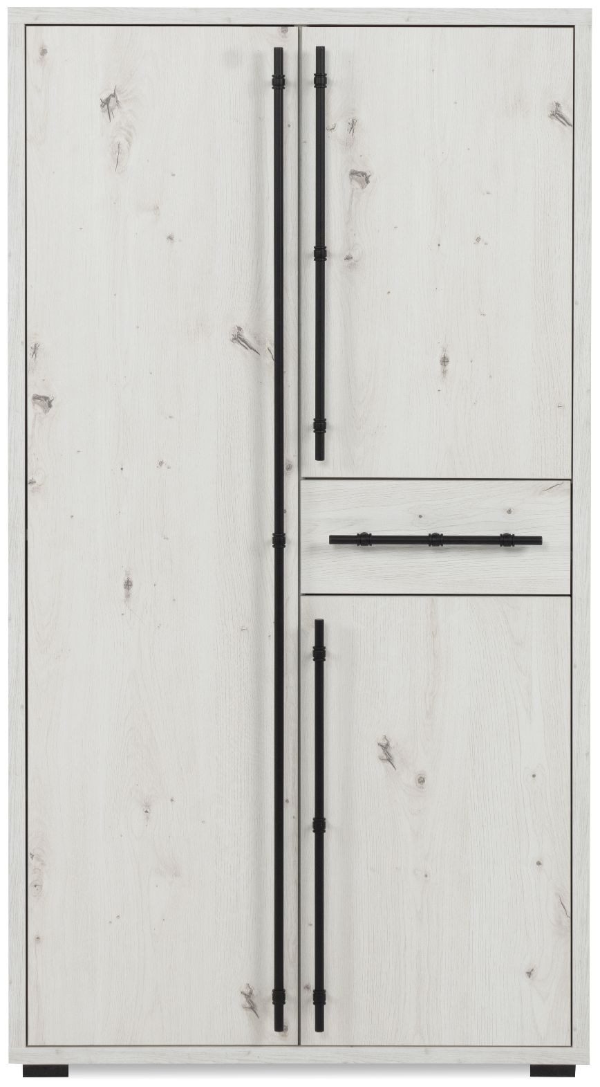 Finori Highboard, Dekor Artisan Oak, weiß, ABS-Kante, Metallgriffe, 75,3 x 140 x 38,5 cm