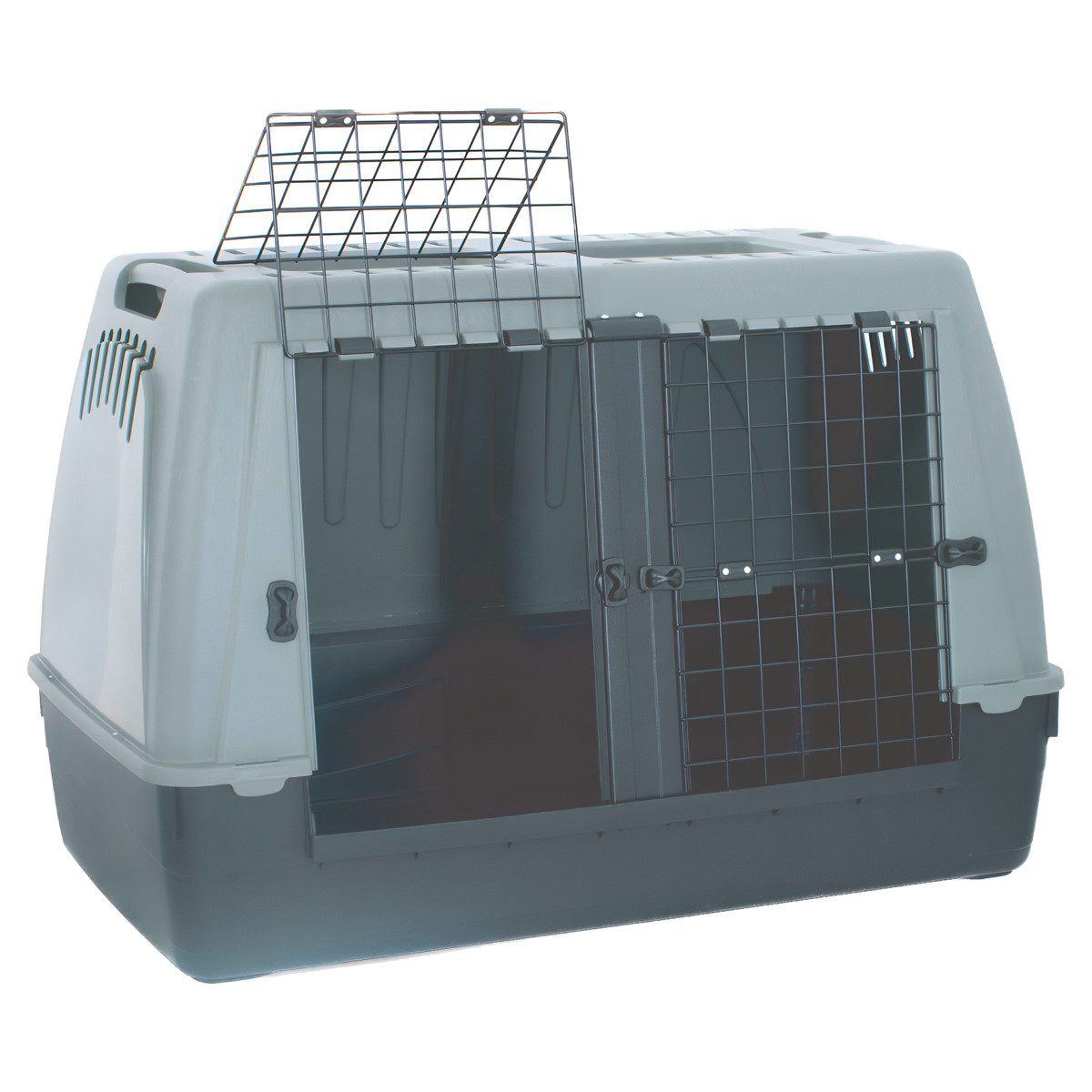 DUVO+ Hunde-Transportbox ECO Transportbox Baron mit zwei Türen grau/grün