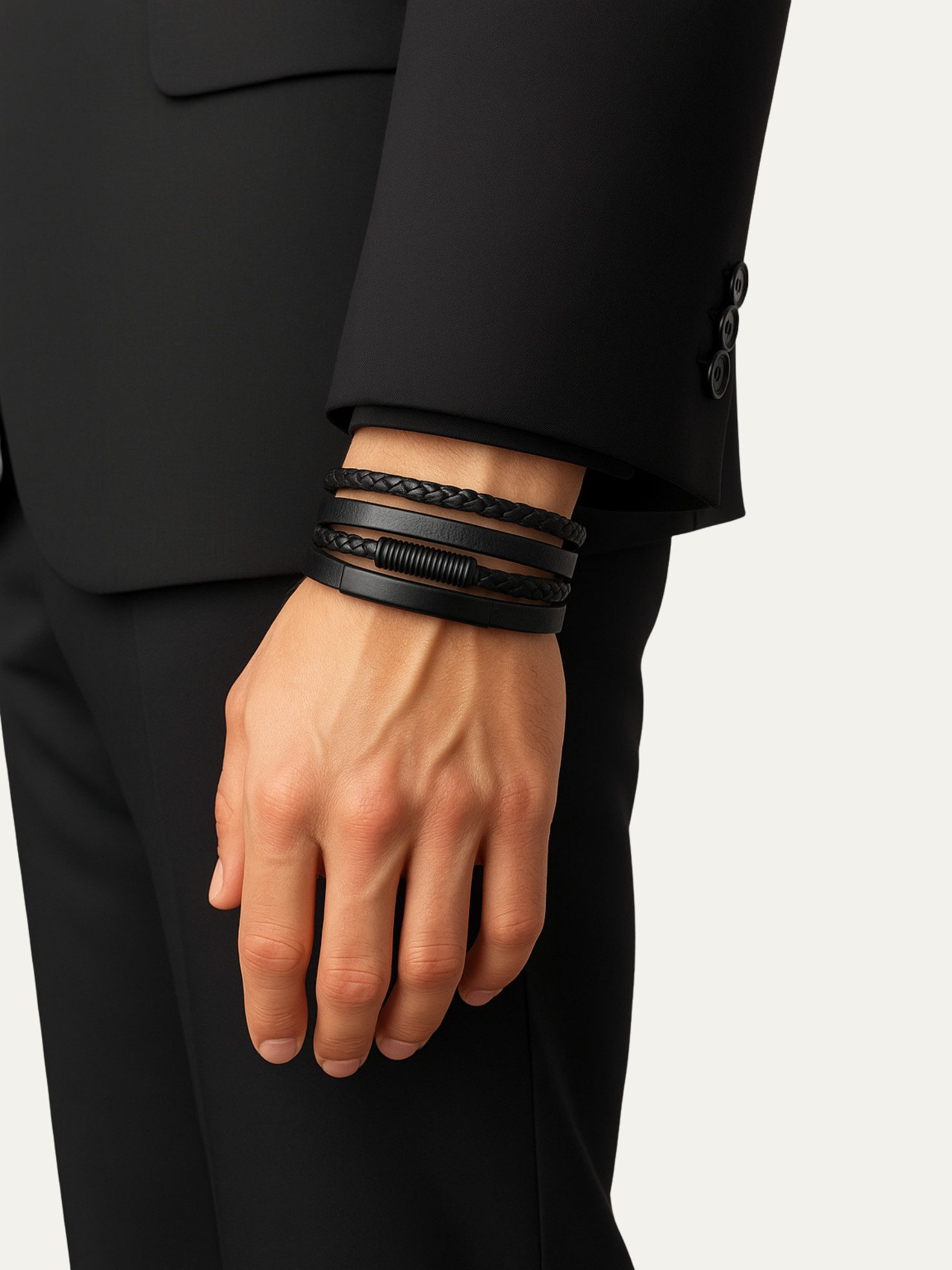 S&T Design Lederarmband Herren Armband Schwarz günstig online kaufen