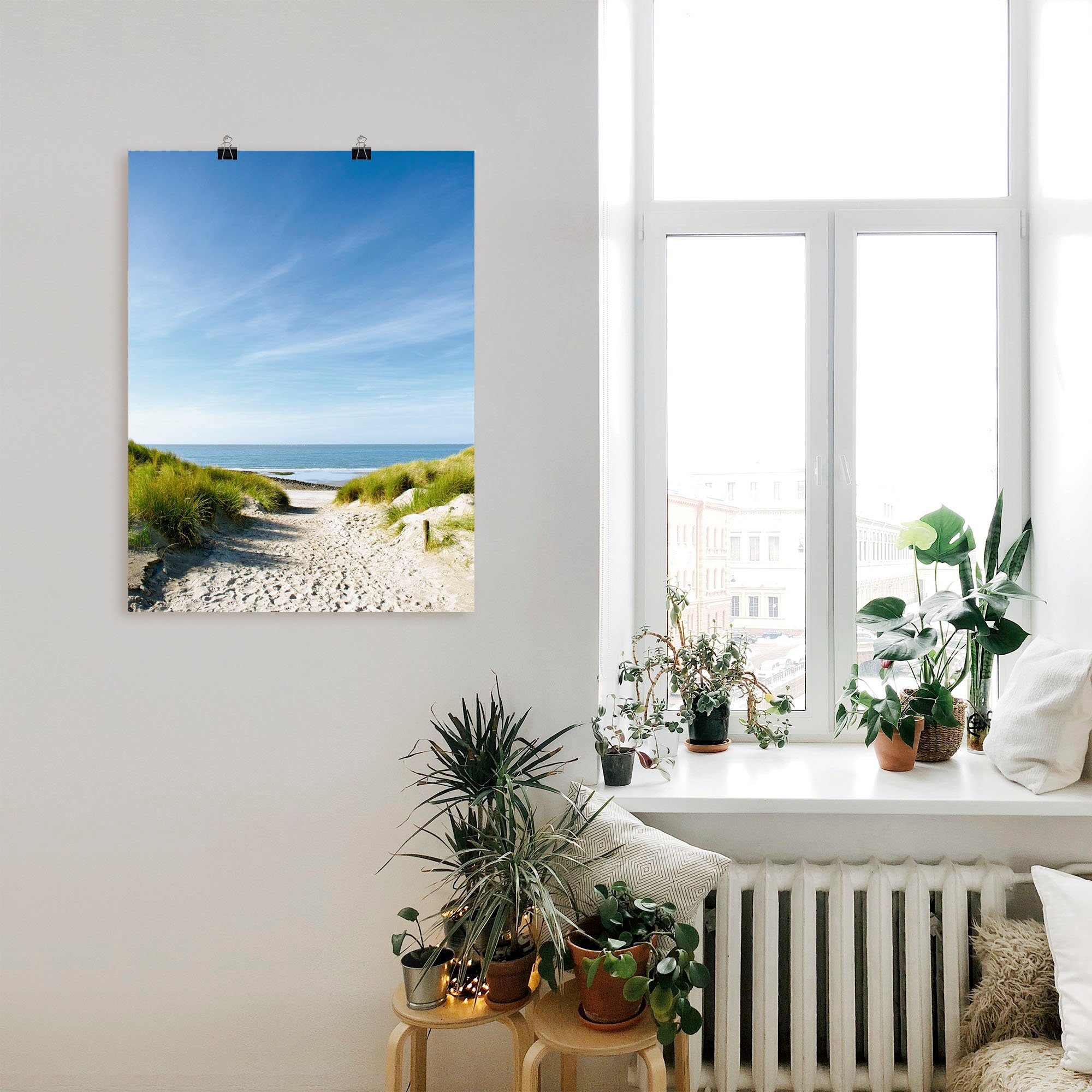 Artland Poster Strand mit Sanddünen und Weg zur See, Strand (1 St), ohne Rahmen
