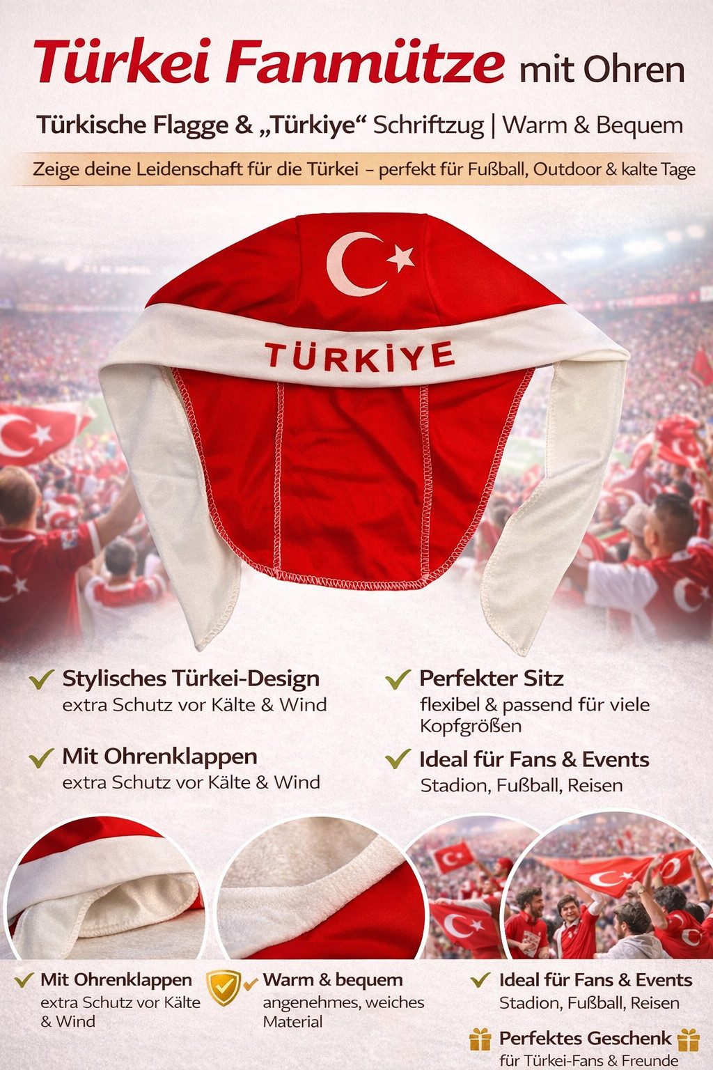 Flagge Türkei Fanmütze