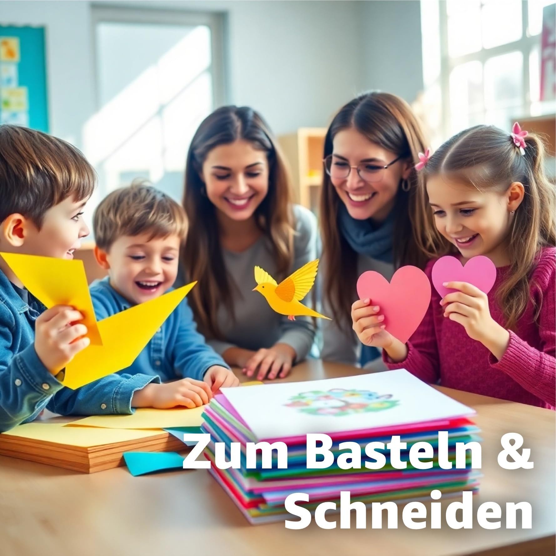 Bastelfreund® Bastelkartonpapier 50 Blatt Tonpapier 220 gm² - bunt mit Gold & Silber - 10 Farben, Bedruckbar; Papierstärke 230 g/m²