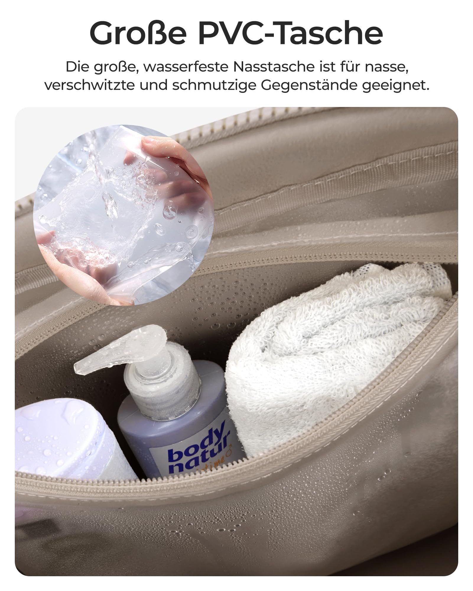 Forrlite Reisetasche Reisetasche Wasserdichter Reise-Seesack - Tragetasche, Sporttasche (Schultertasche (Erweiterbar mit Trolley-Ärmel und Nasstasche), Atmungsa – Bild 4 von 5