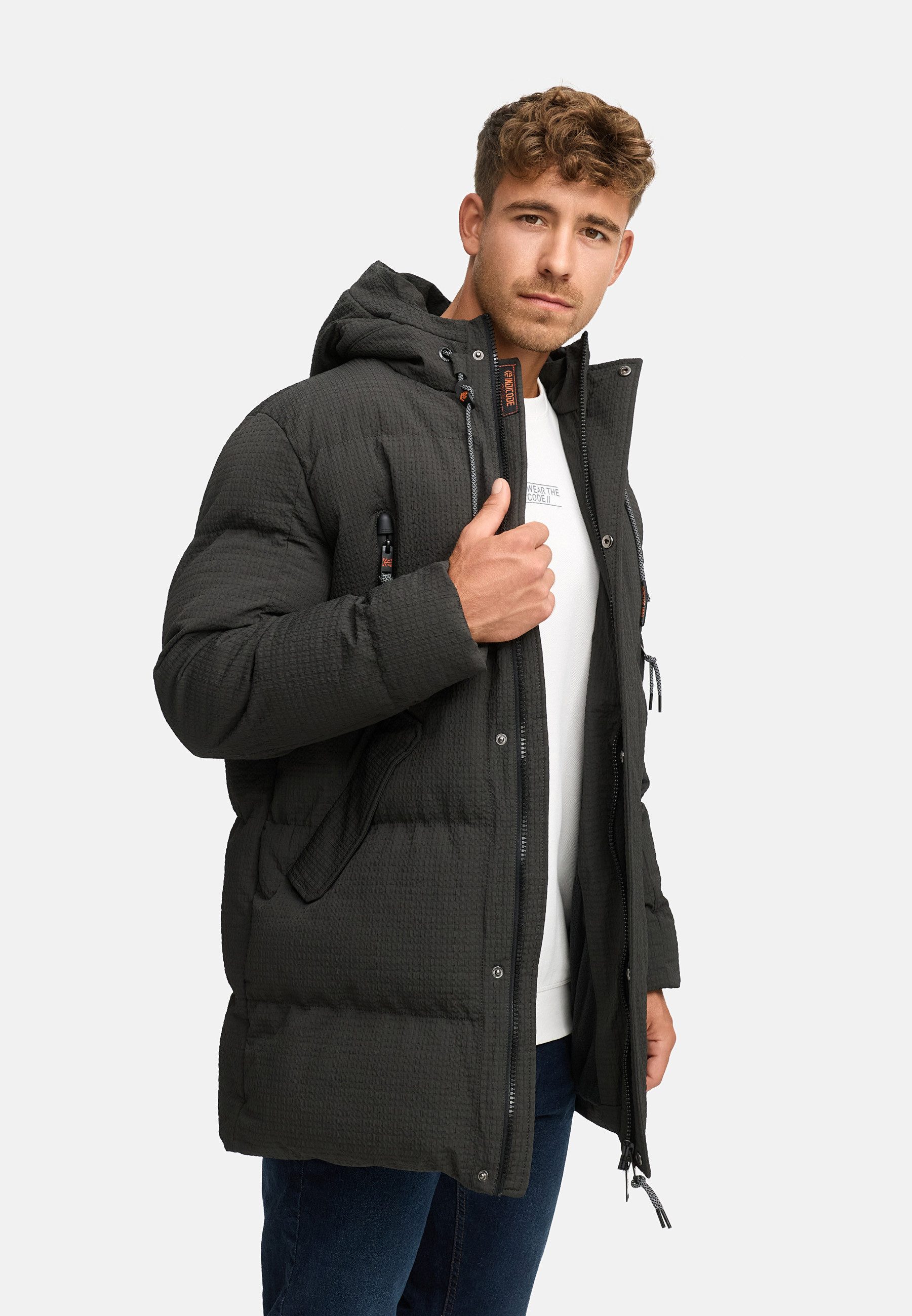 Indicode Wintermantel Herren INLondoy Jacke Winter Herrenjacke Parka mit markanter Struktur und Kapuze