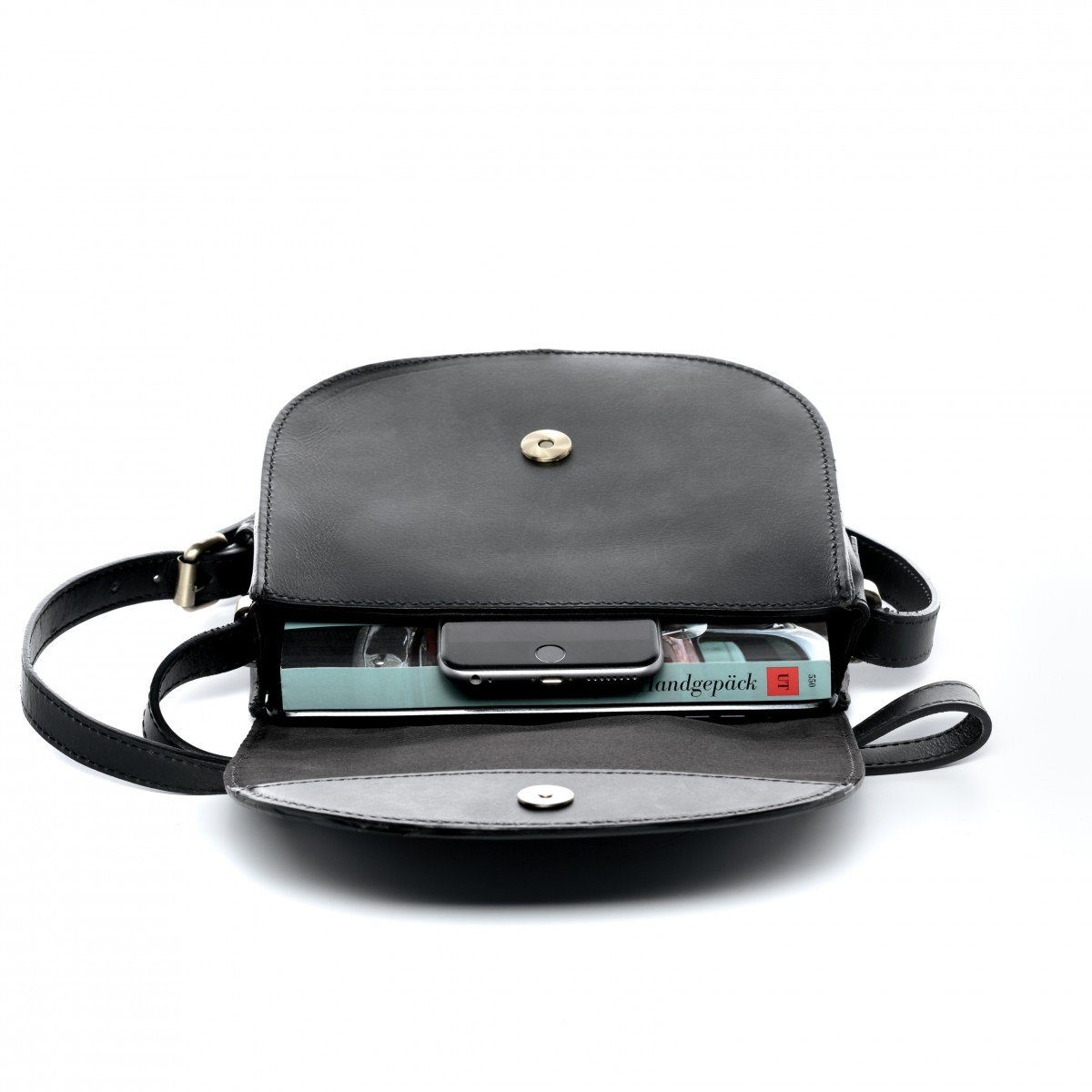 SID & VAIN Umhängetasche echt Leder Umhängetasche groß schwarz, Crossbody Bag Echtleder für Damen, Umhängetasche schwarz