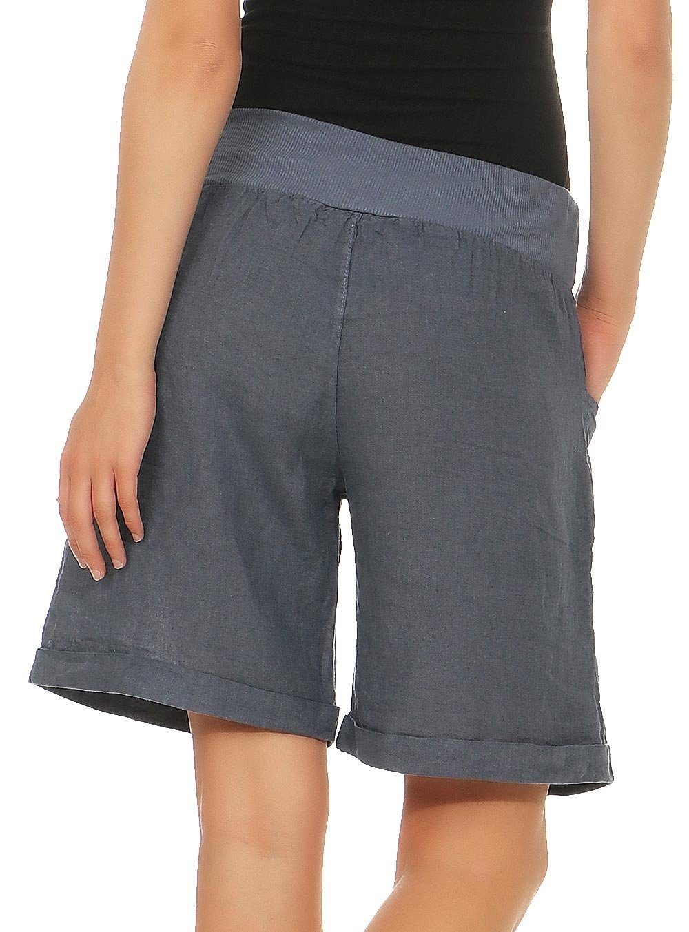 Shorts Bermuda Leinen 8024 aus jeansblau malito than more Leinenhose fashion