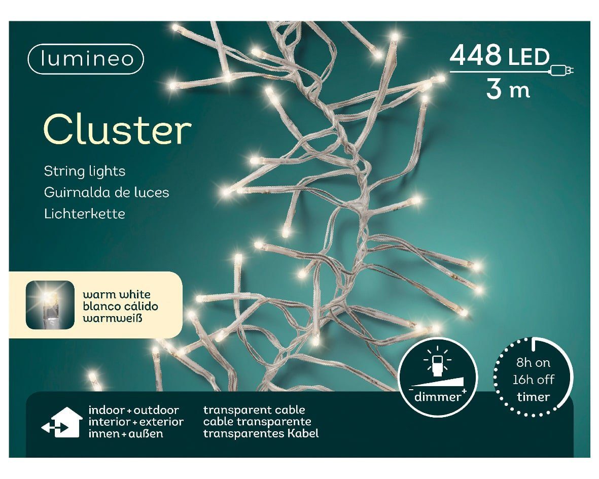 ᐅ Lumineo LEDLichterkette Lumineo Lichterkette Cluster 448 LED 3 m