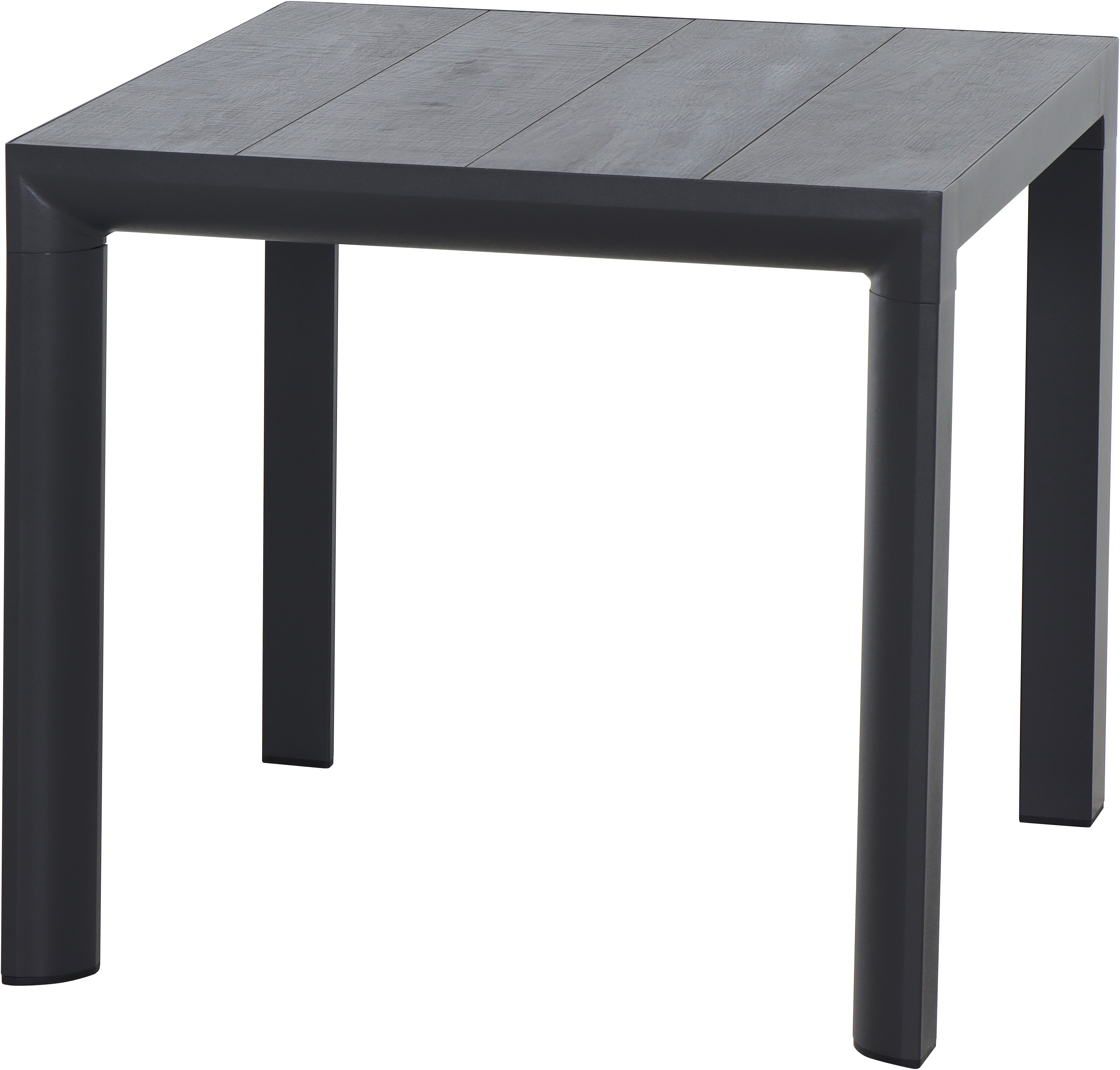 Siena Garden Gartentisch SILVA Tisch 80 x 80cm matt anthrazit/wood-grey, Aluminiumgestell matt anthrazit, Tischplatte aus Keramik in wood grey