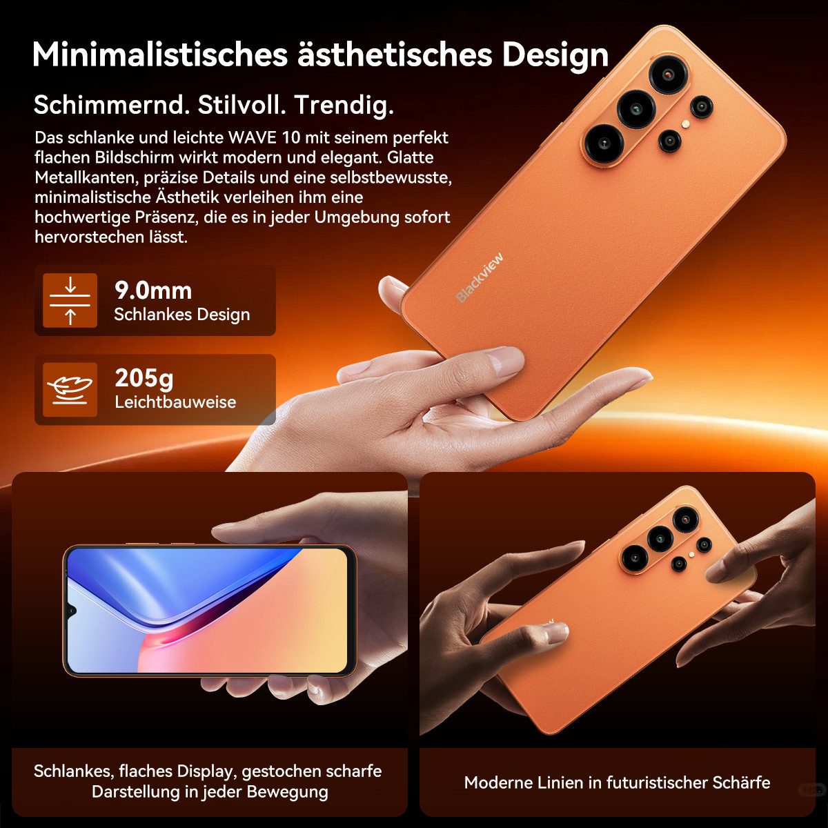 blackview Blackview WAVE Handy incl. R50-Uhr Android 16 120HZ Smartphone (6,88 Zoll, 128 GB Speicherplatz, 32 MP Kamera, Dual SIM 4G, Android 16 Outdoor Smartph – Bild 3 von 5