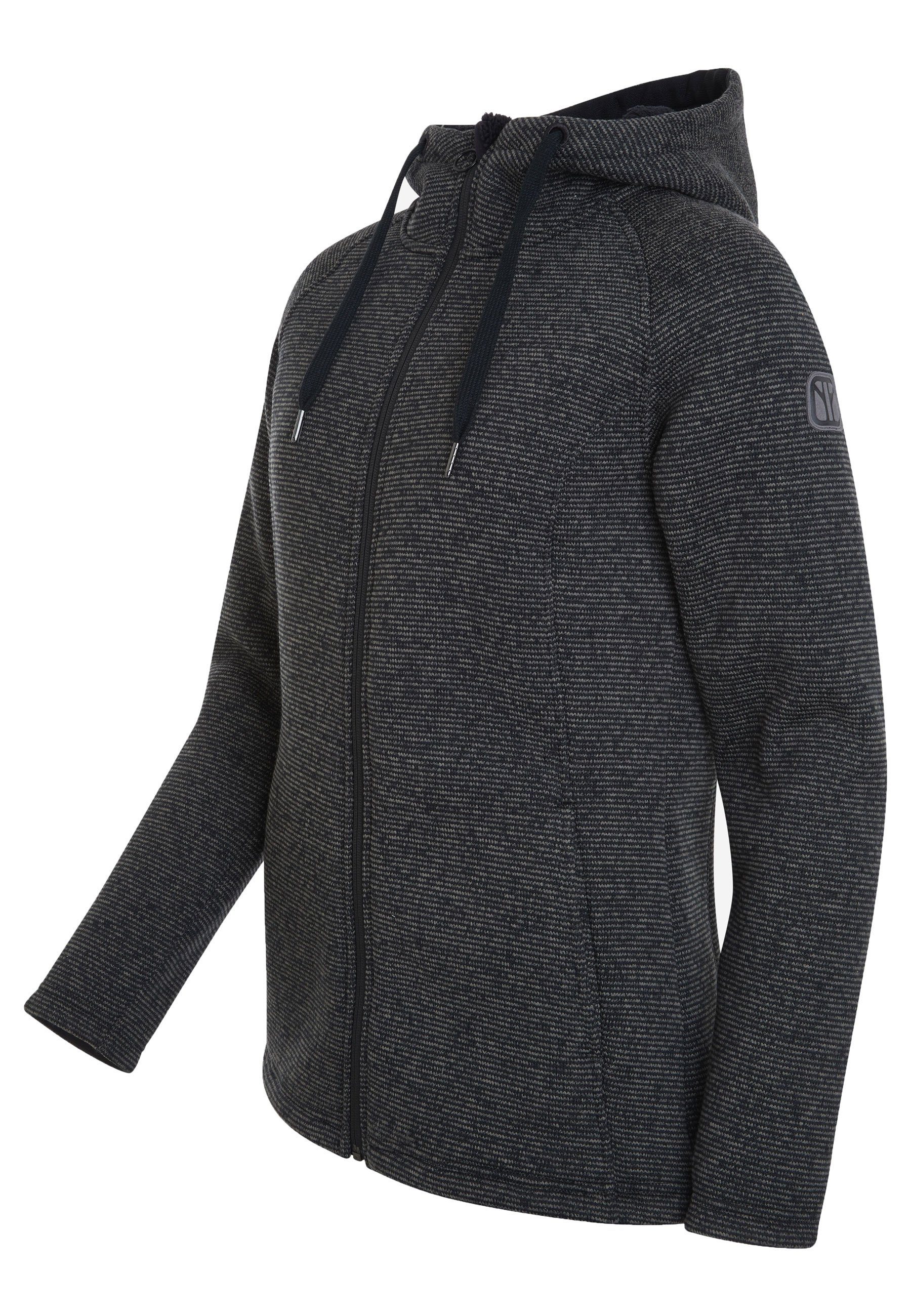 Elkline Fleecejacke Fireplace warm gefütterte Strickfleecejacke mit Kapuze im Strick Look