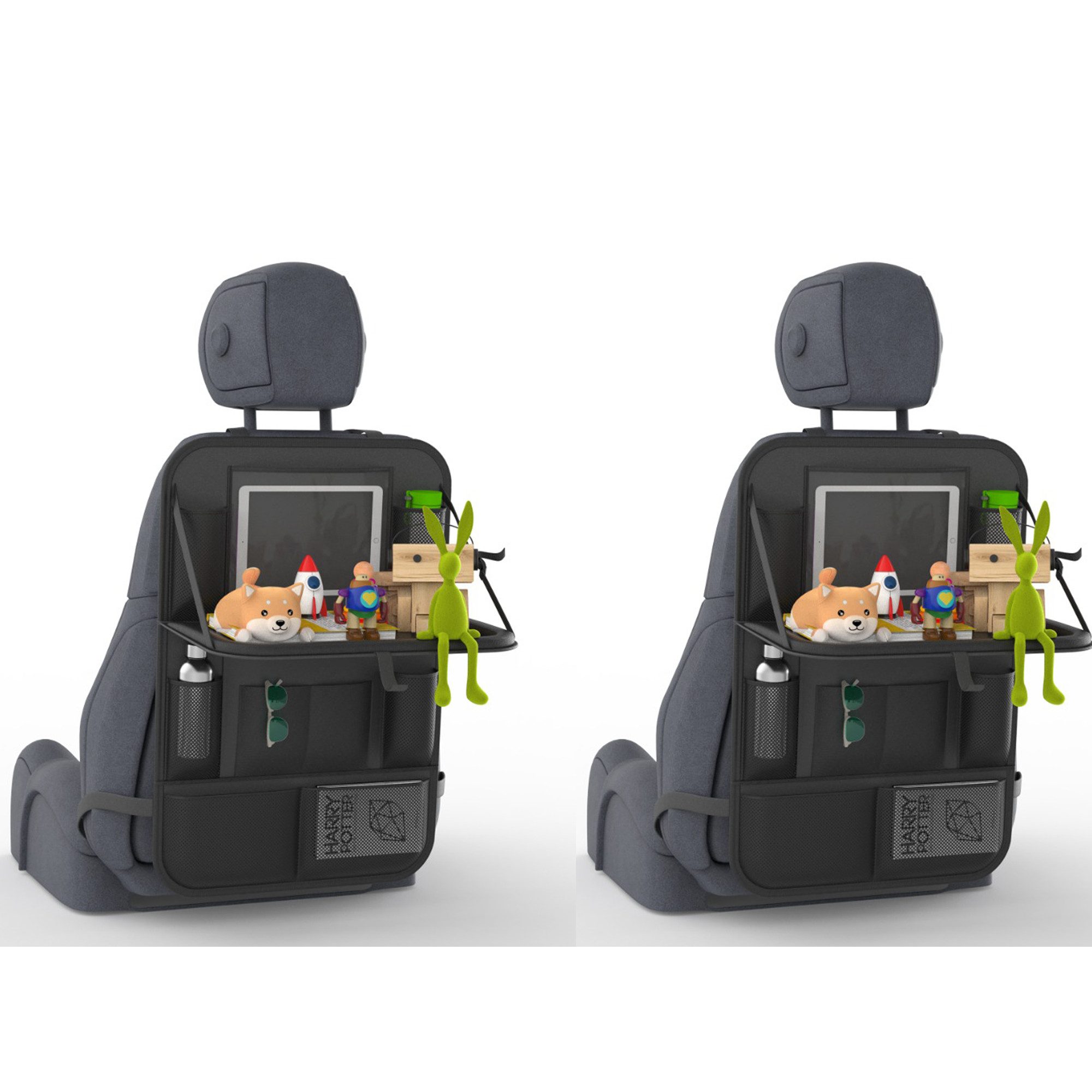 LUNARIA Auto-Rückenlehnentasche Praktischer Autositz-Organizer mit Klapptisch, iPad-Halter (2-tlg), Tisch, iPad-Tasche, viele Fächer