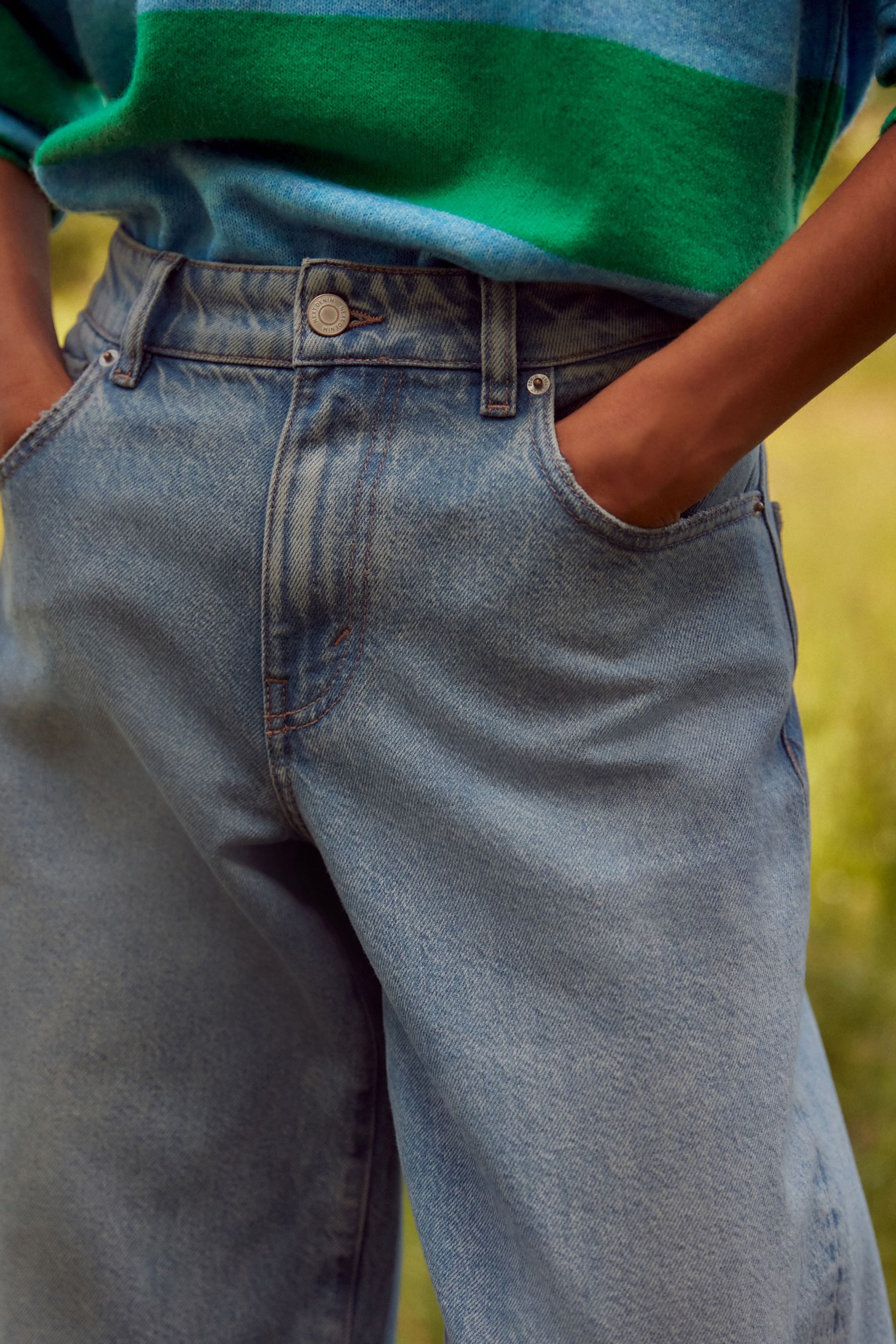 Next Weite Jeans Baggy Jeans mit weitem Bein - Kurzgröße (1-tlg)