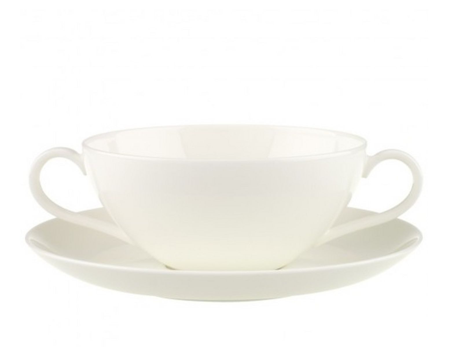 Villeroy & Boch Suppenschale Anmut Suppentasse mit Untertasse 2tlg., Premium Bone Porcelain, (Suppentassen)