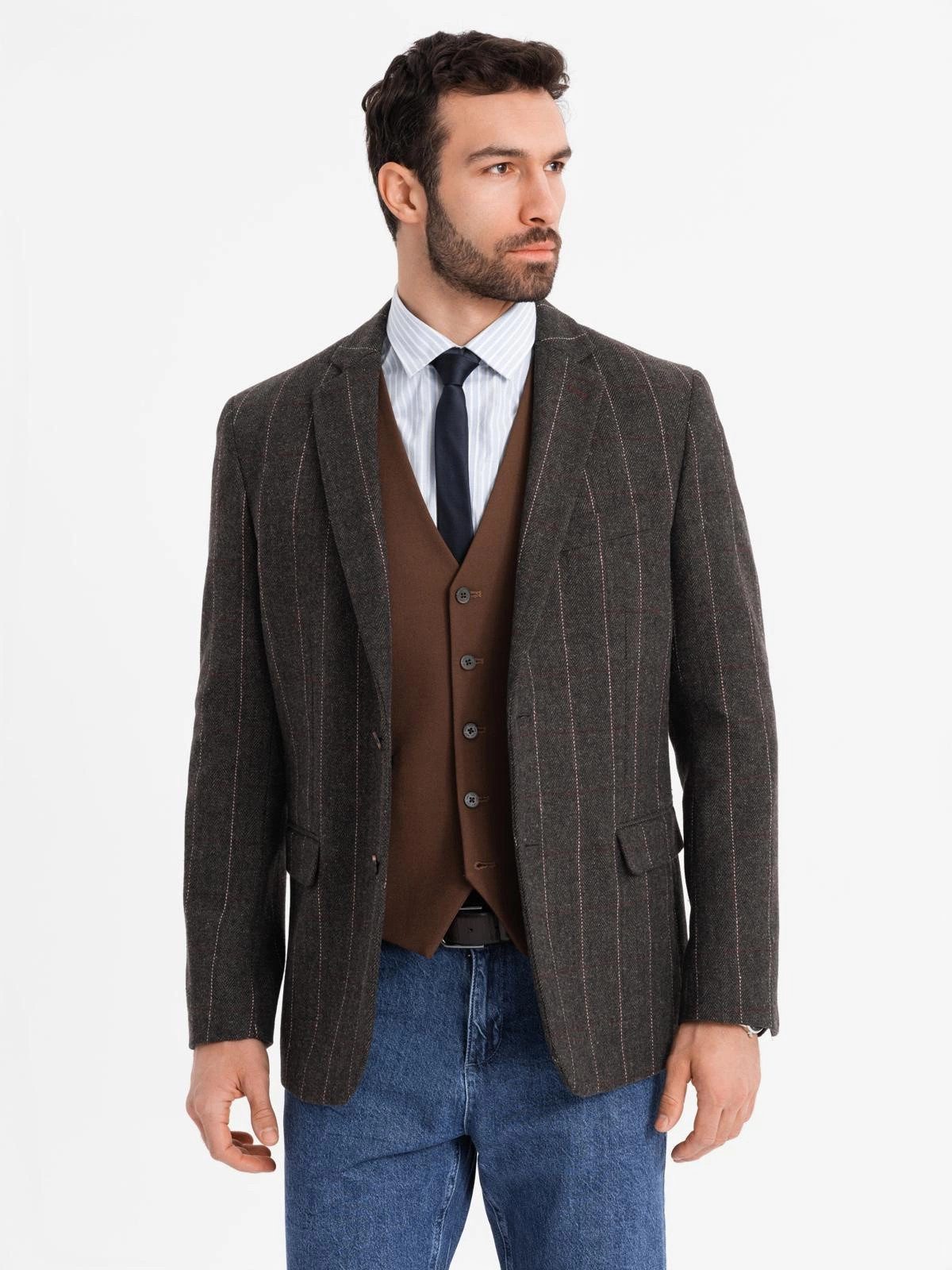 OMBRE Sakko Eleganter Sakko für Herren aus Wollmischung Schlitz auf der Rückseite der Jacke