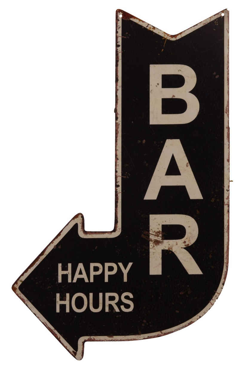 Moritz Metallschild »Blechschild Bar Happy Hours schwarz«, (Einzeln), 40 x 25cm Vintage Retro Deko Schild Metallschild Wandbild Wanddeko Schild Deko Spruch