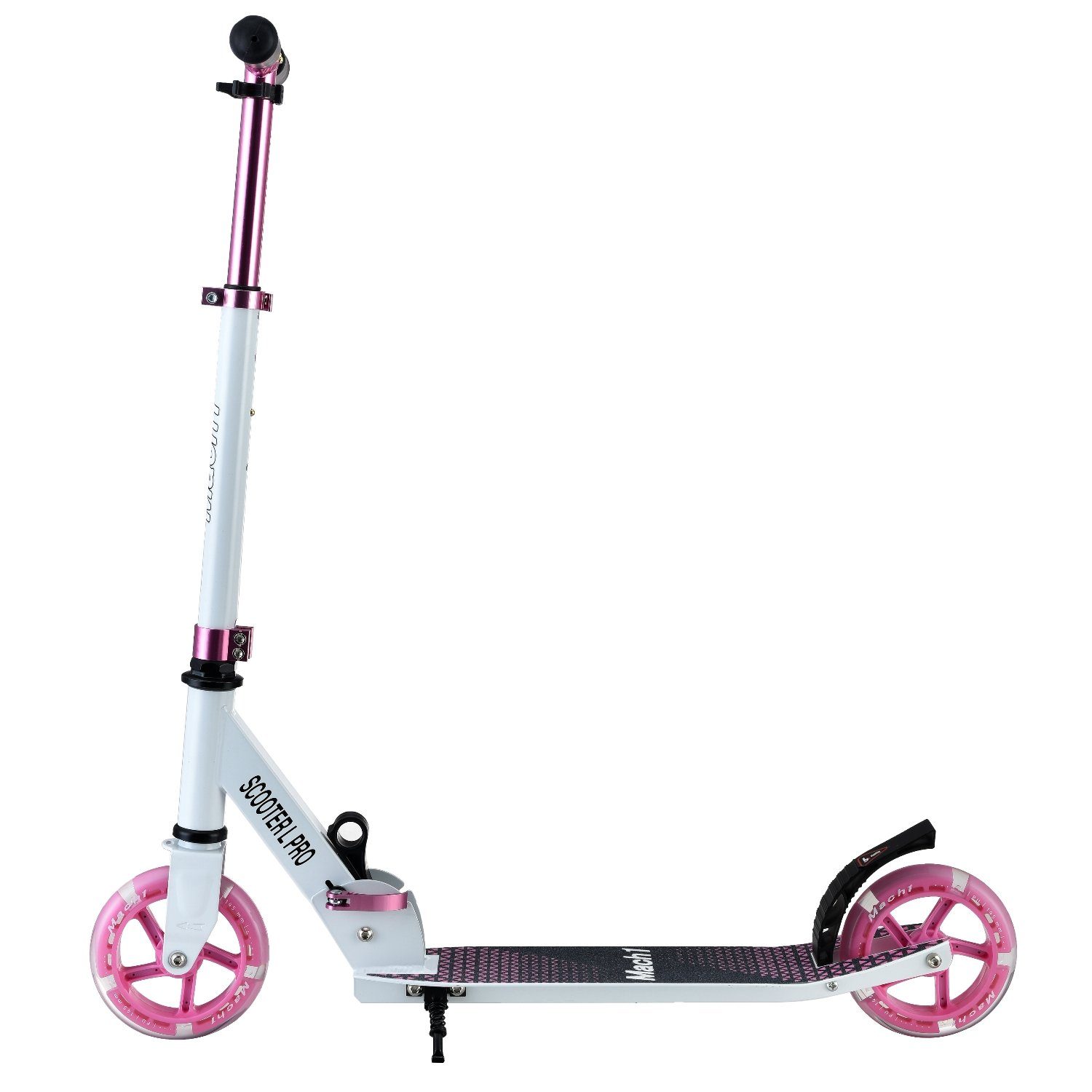 Mach1 Cityroller ALU Kinderroller City - klappbar Wheel/Rollen/Reifen Tretroller Leuchtrollen weiß-pink Kickscooter 145mm LED Roller Scooter mit Kick