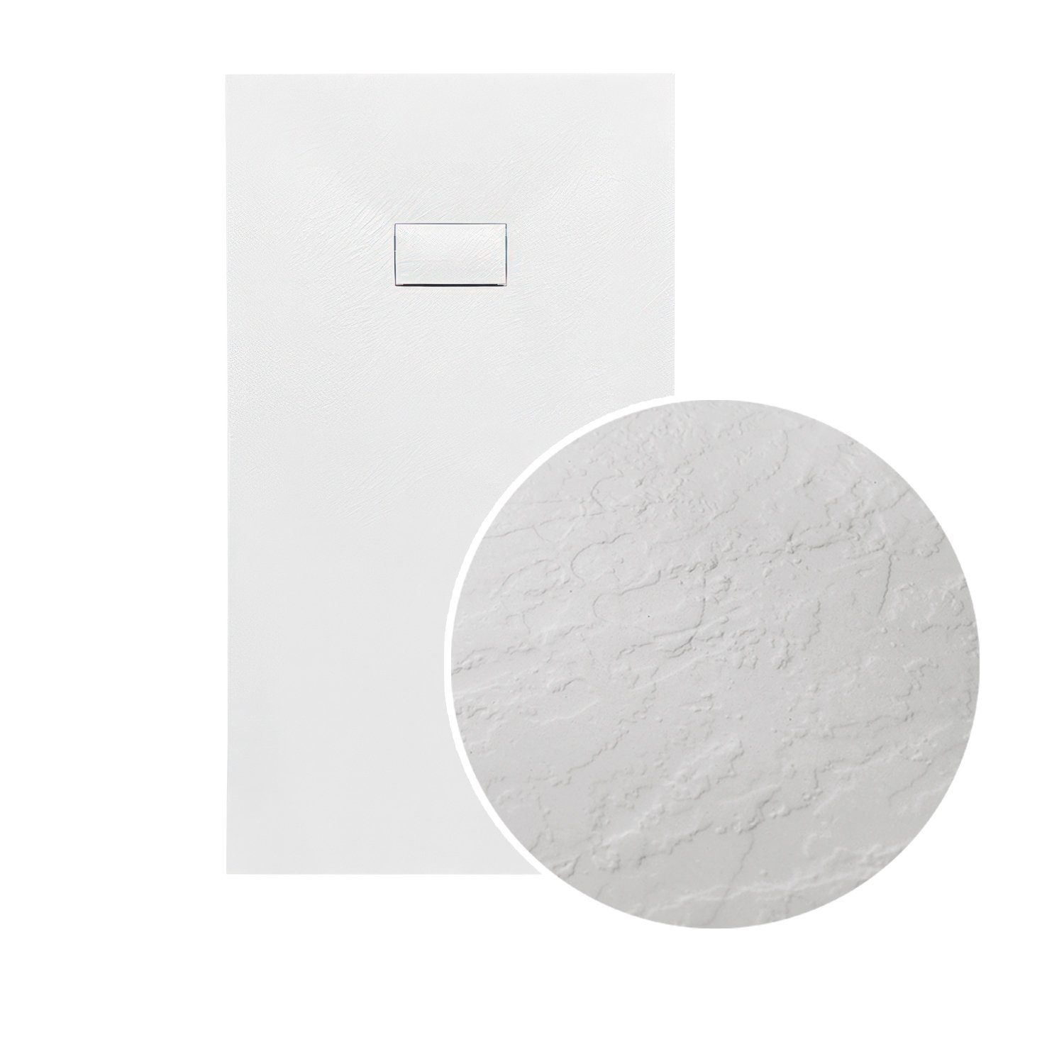 KOLMAN Duschwanne Rechteck VIDAR 100x80x3,2 Steinoptik, rechteckig, Verbundwerkstoff, Ablaufgarnitur GRATIS