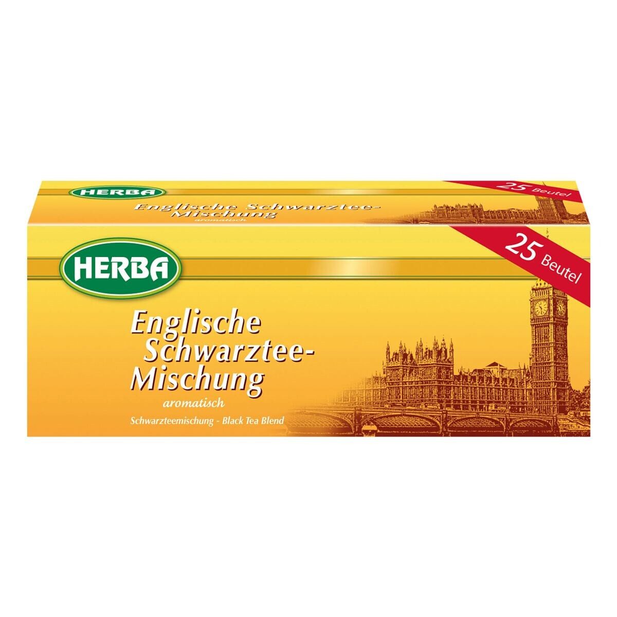 HERBA Tee Englische Schwarztee-Mischung, 25 Teebeutel, Schwarztee