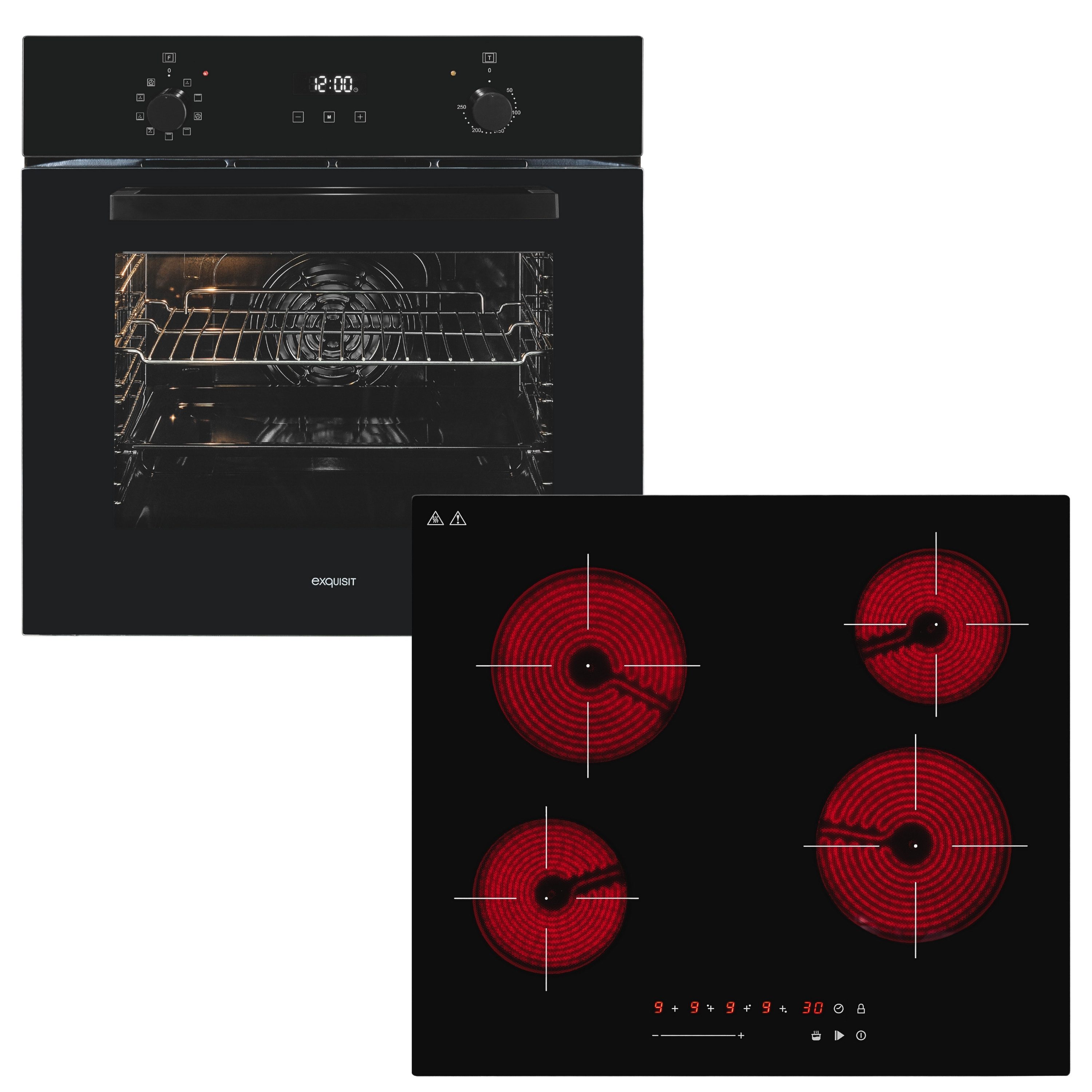 exquisit Backofen-Set BAKO KomfortPlus schwarz, mühelos kochen: ca.70°C Sauce warmhalten, ca.92°C Brühe simmern