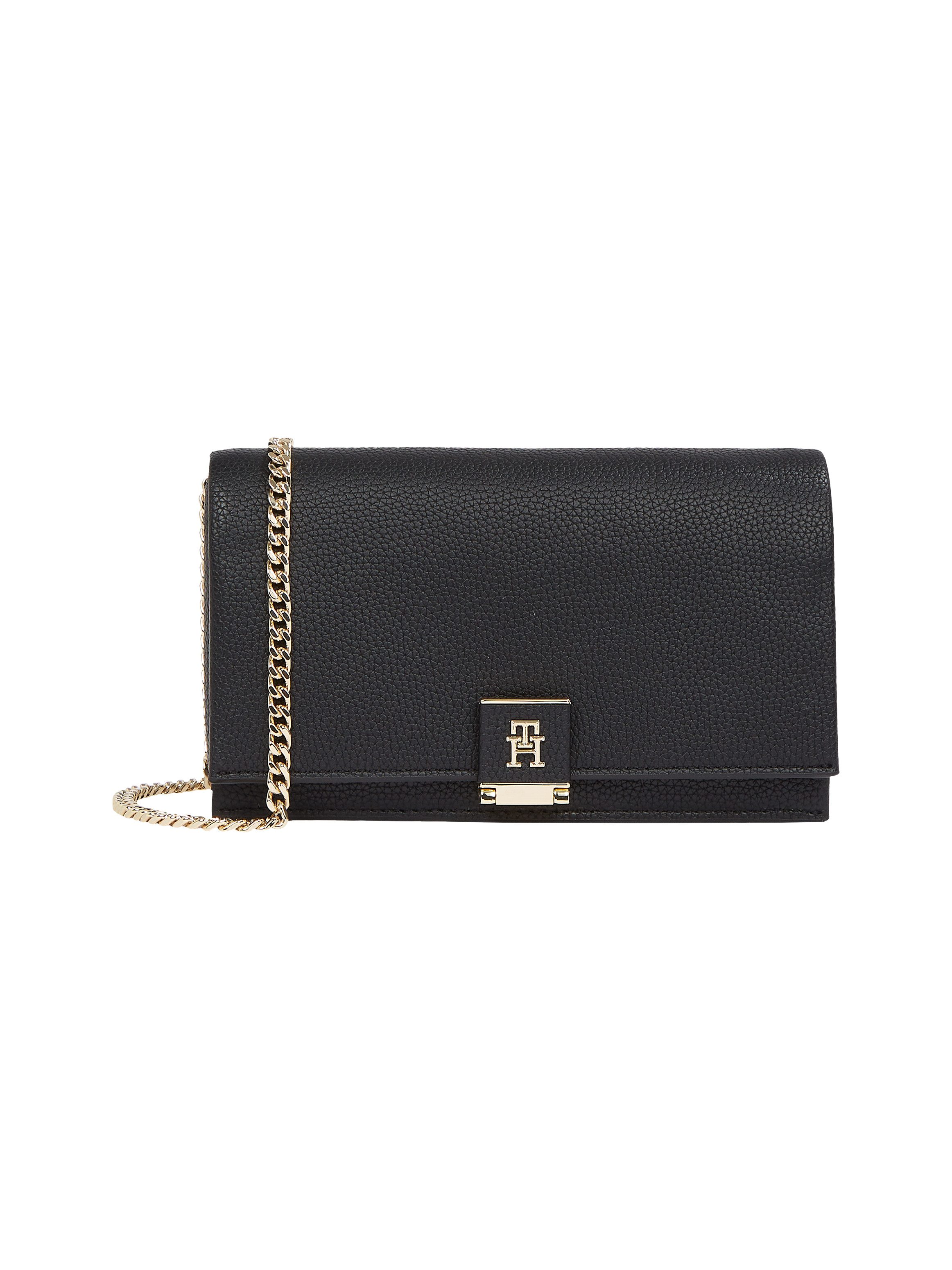 Tommy Hilfiger Clutch TH HER FLAP W/CHAIN, Damen Umhängetasche, Mini-Bag, Cross-Body Bag mit Umhängekettchen