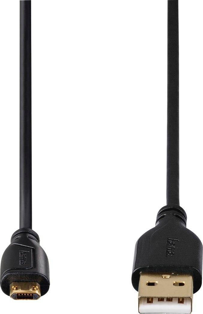 Micro-USB-Kabel, vergoldet, verdrehsicher, Schwarz, 0,75 m USB-Kabel USB-Kabel