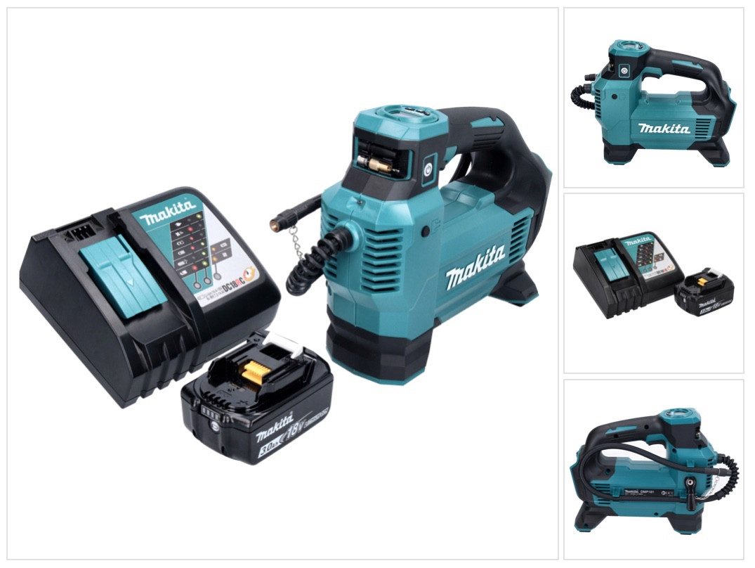 Makita Akku-Handkompressor DMP 181 RF1 Akku Kompressor 18 V 11,1 bar + 1x Akku 3,0 Ah + Ladegerät