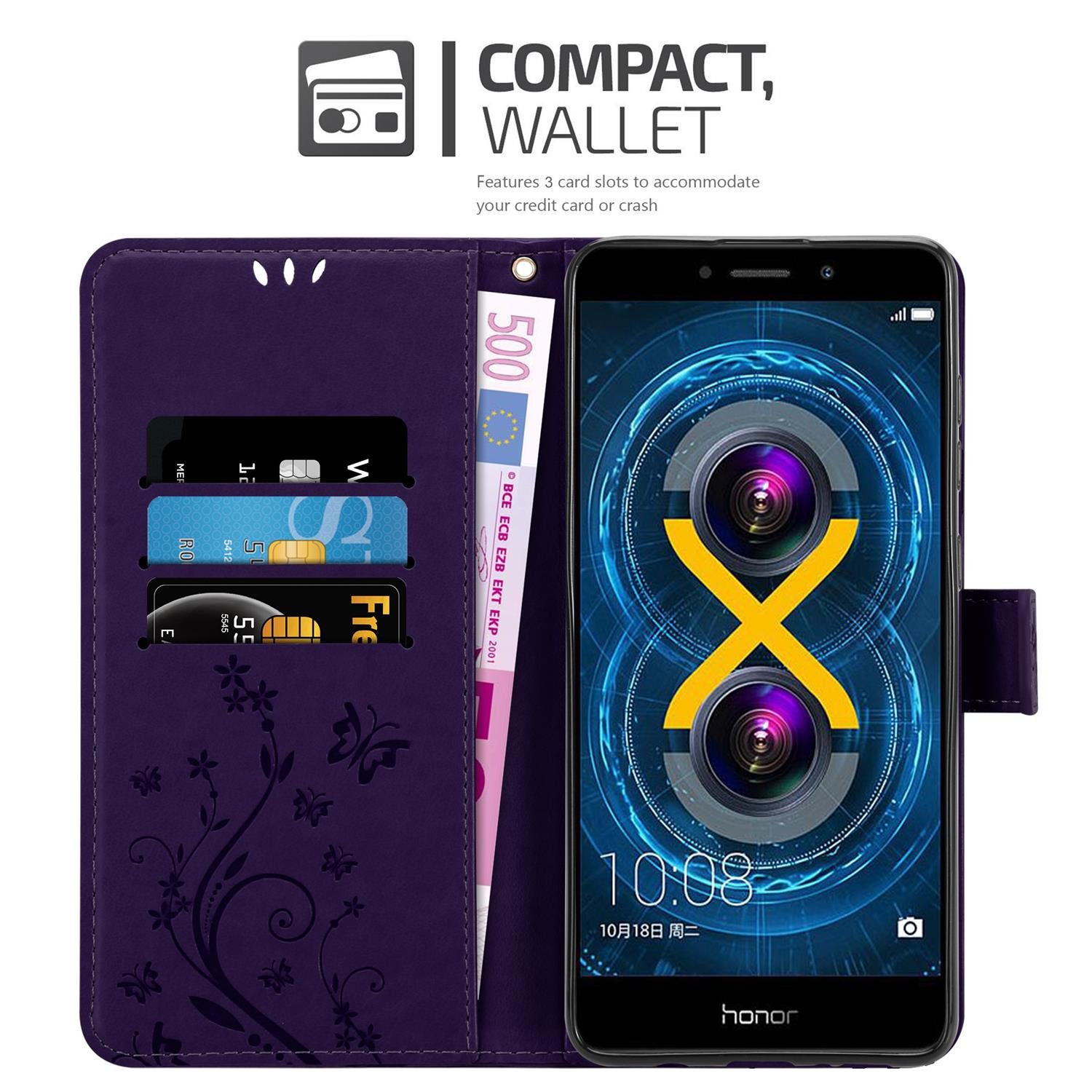 Cadorabo Handyhülle für Huawei MATE 9 LITE / GR5 2017 / Honor 6X Hülle Huawei MATE 9 LITE / GR5 2017 / Honor 6X, Hülle Schutzhülle Blumen Flower mit Standfunktion Kartenfach Magnet